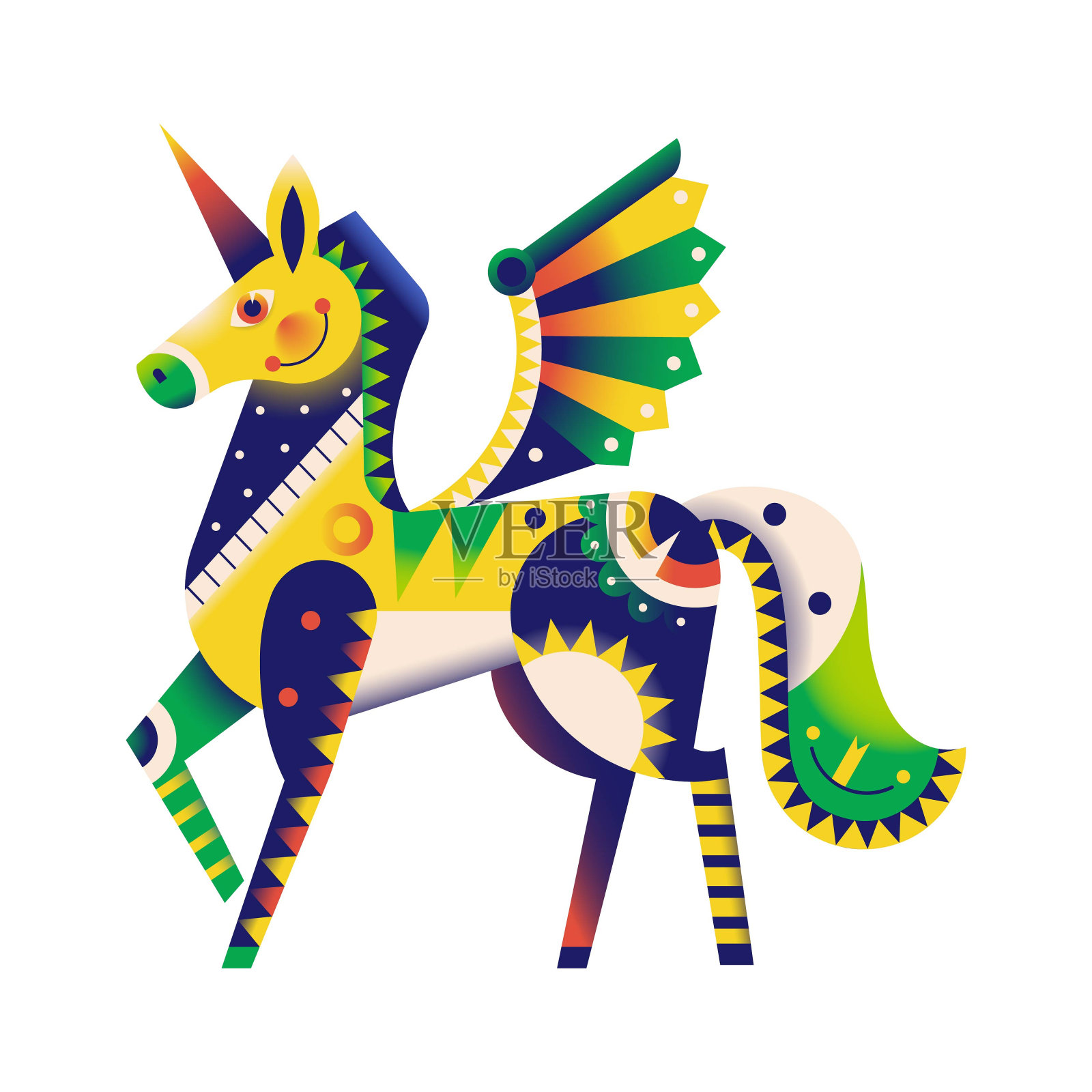 矢量alebrije独角兽卡通部落插图孤立插画图片素材