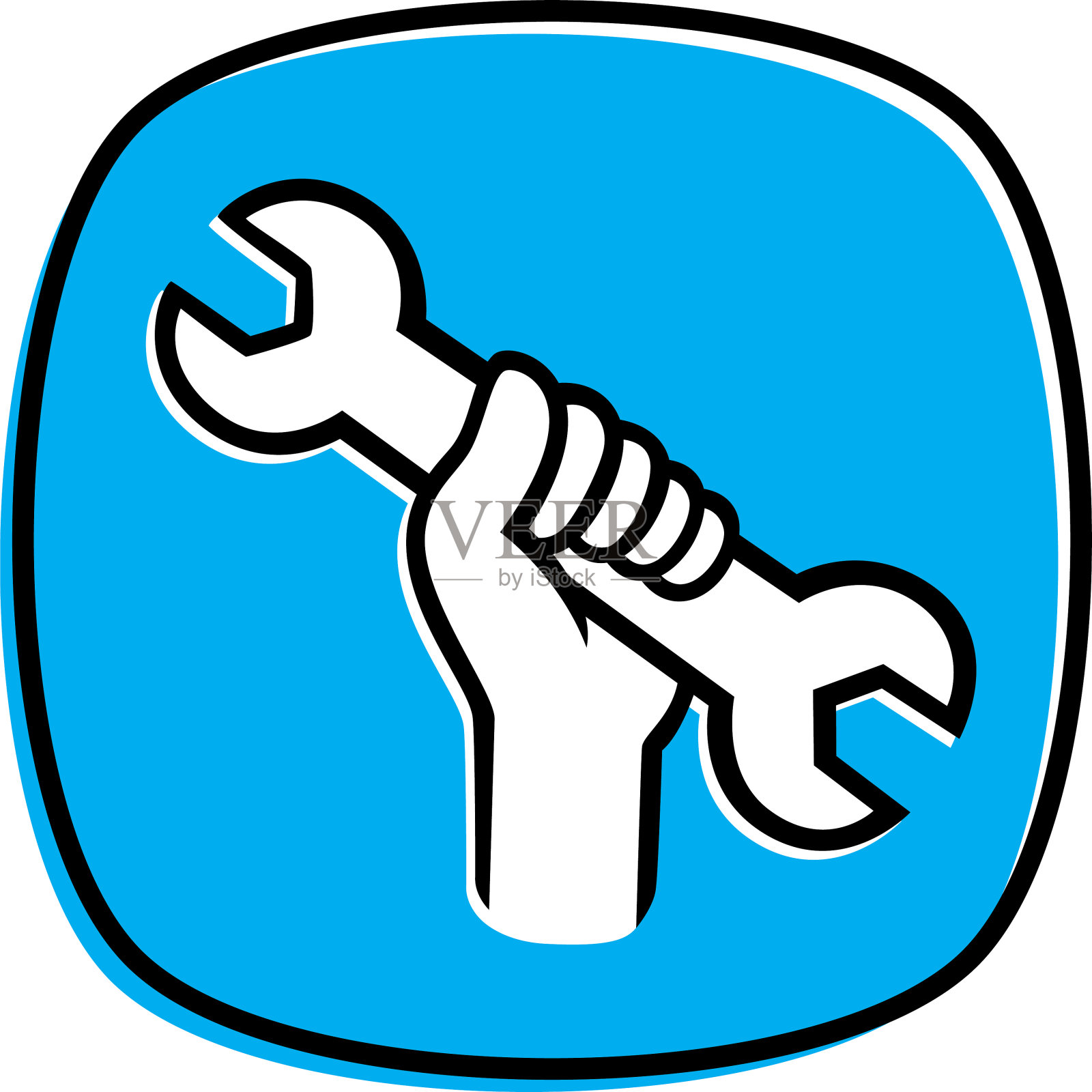 手握扳手插画图片素材