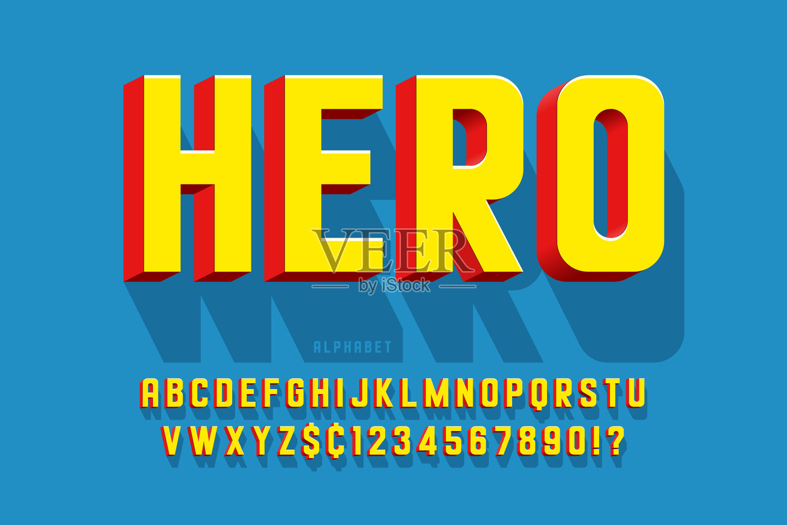 新潮的3d滑稽字体设计彩色字母表插画图片素材