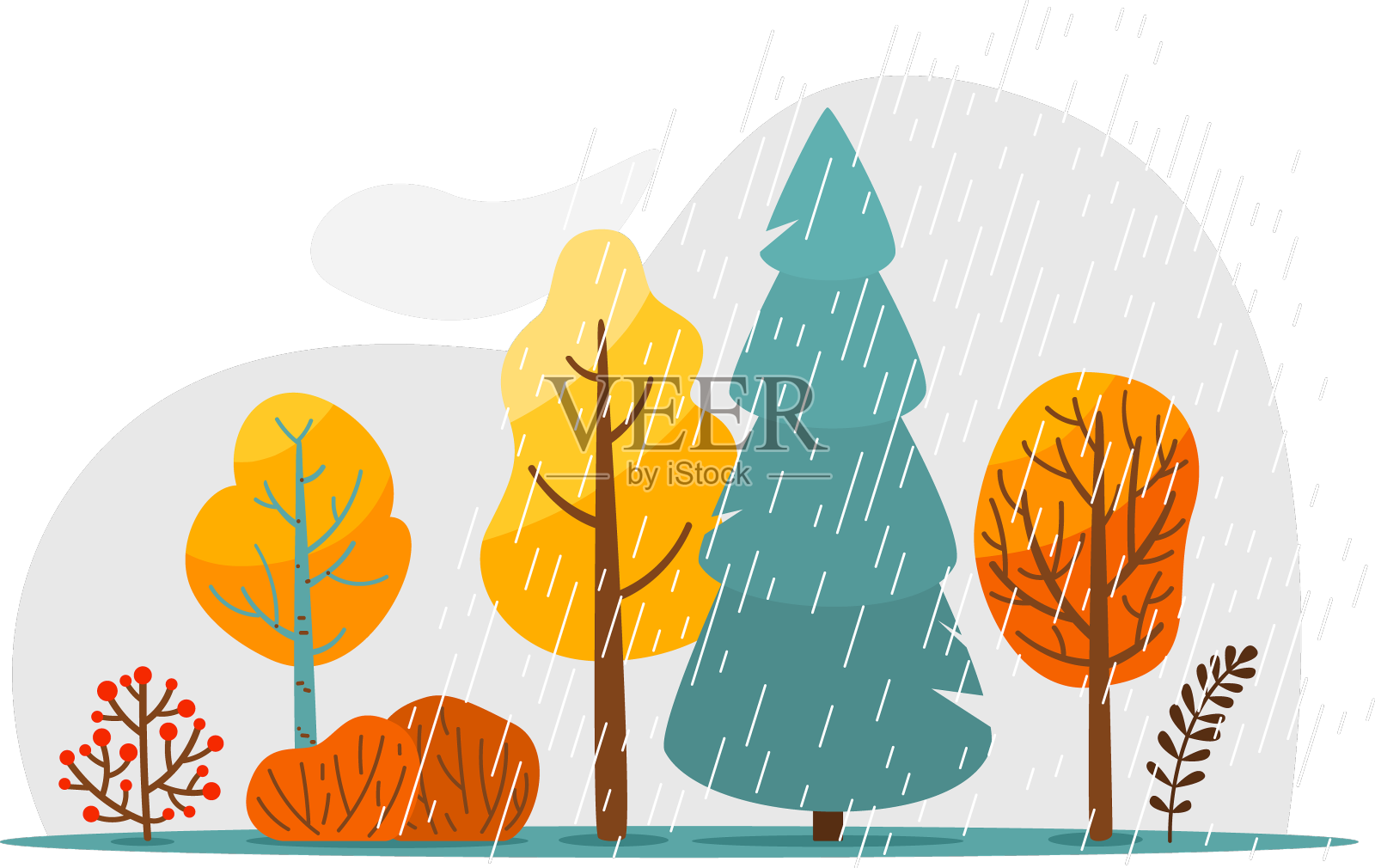 秋天的雨景带有雨的纹理云设计元素图片