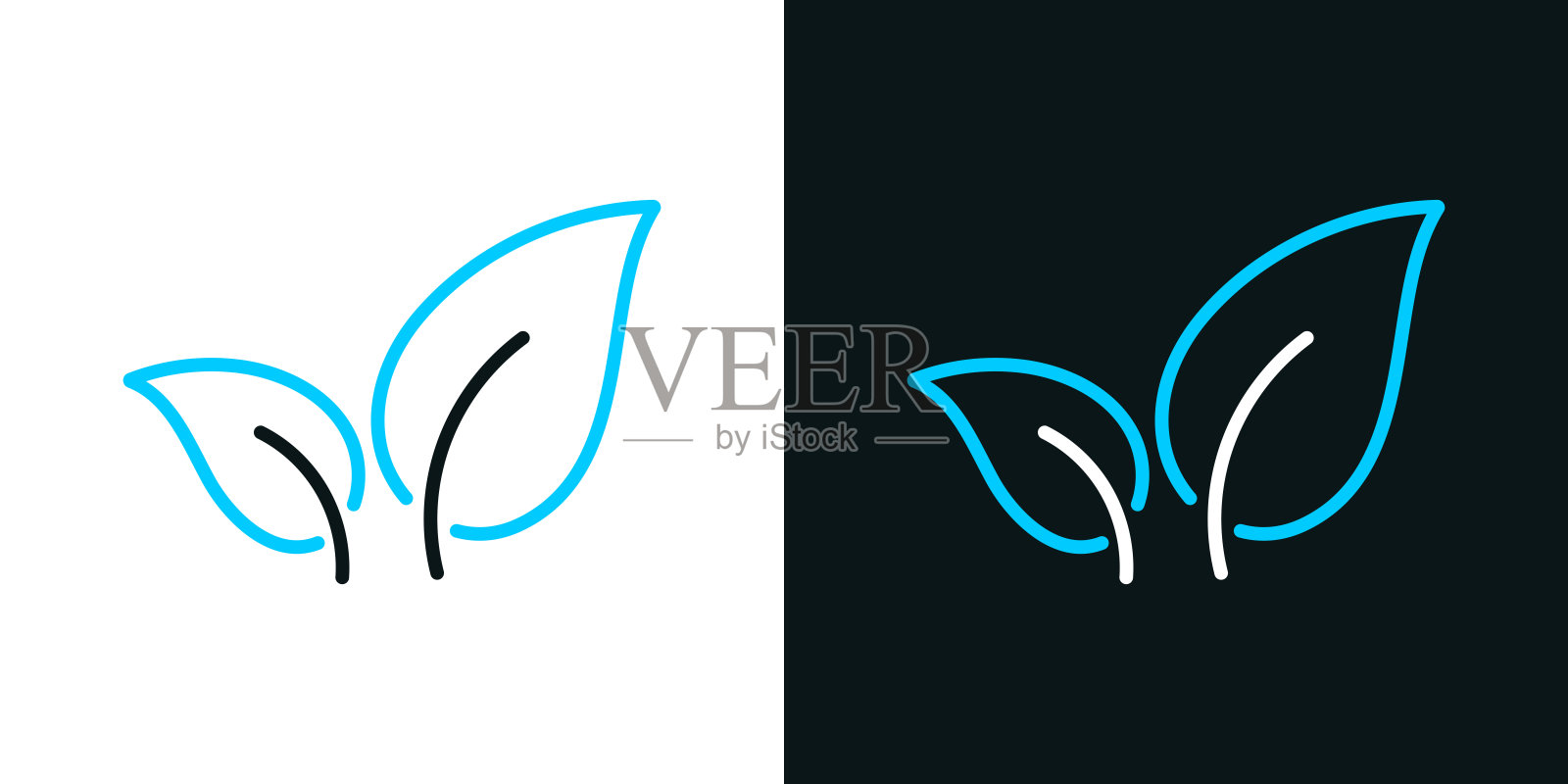 茶叶。黑色或白色背景上的双色线图标-可编辑的笔画插画图片素材