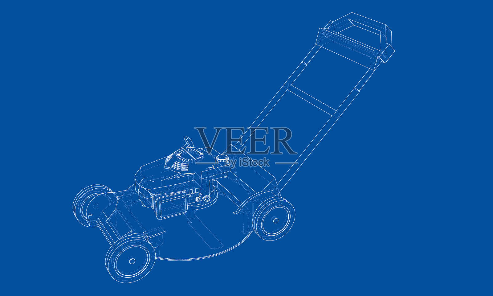 轮廓线框式割草机插画图片素材