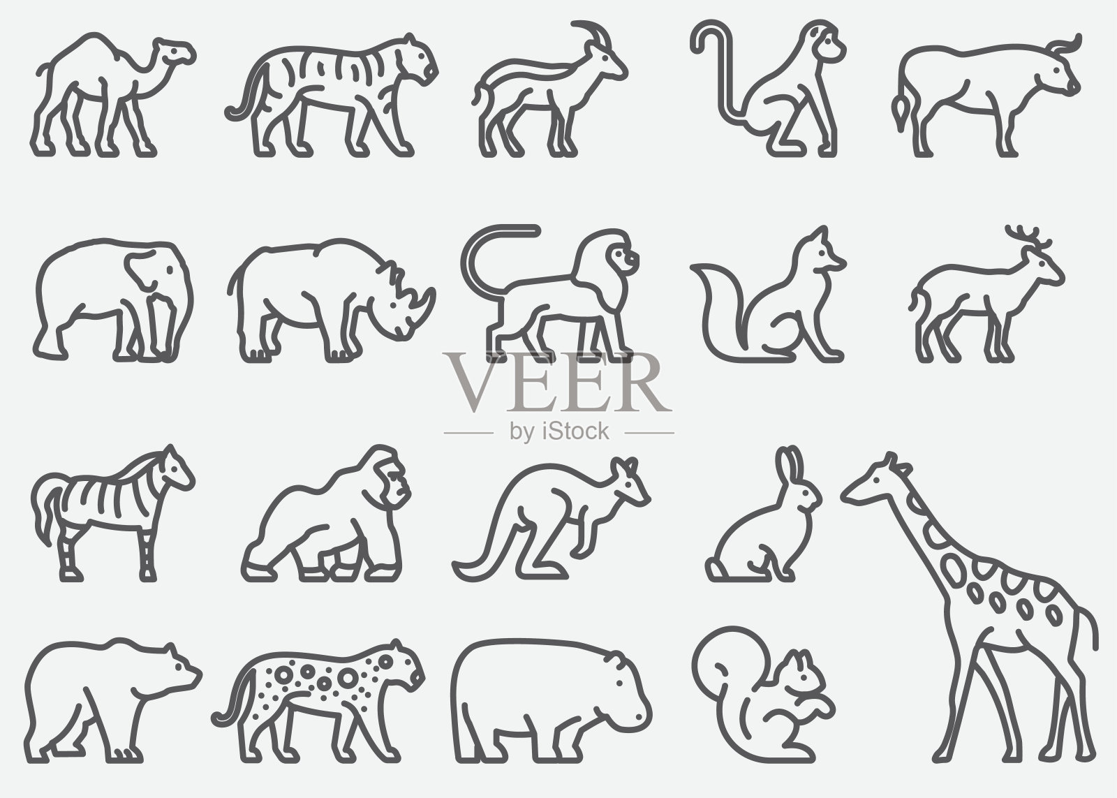 野生动物系列图标插画图片素材