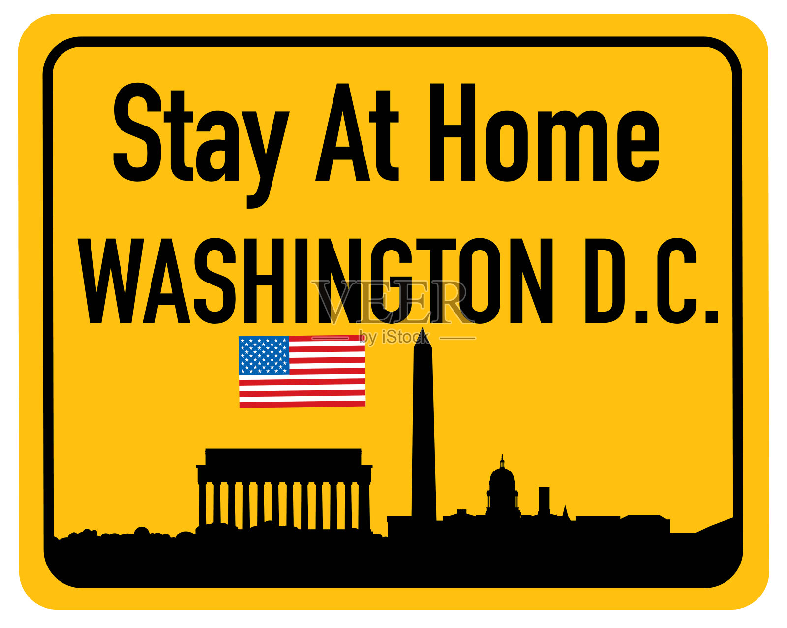 呆在家里，华盛顿特区插画图片素材