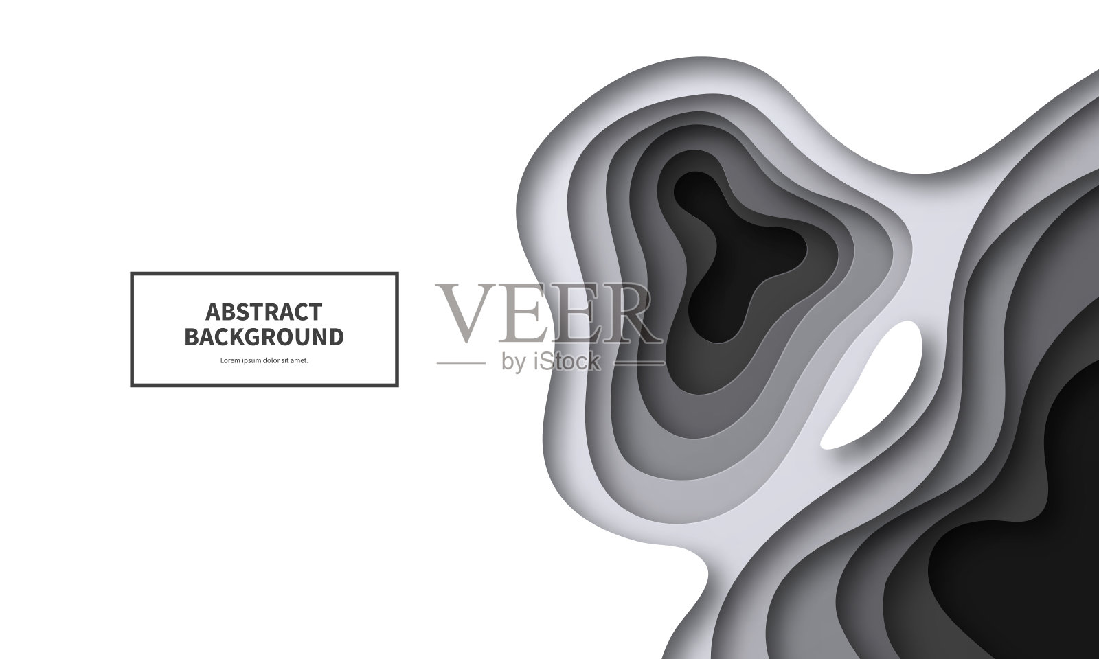 剪纸的背景。黑色和白色抽象波浪形状-时尚的3D设计插画图片素材