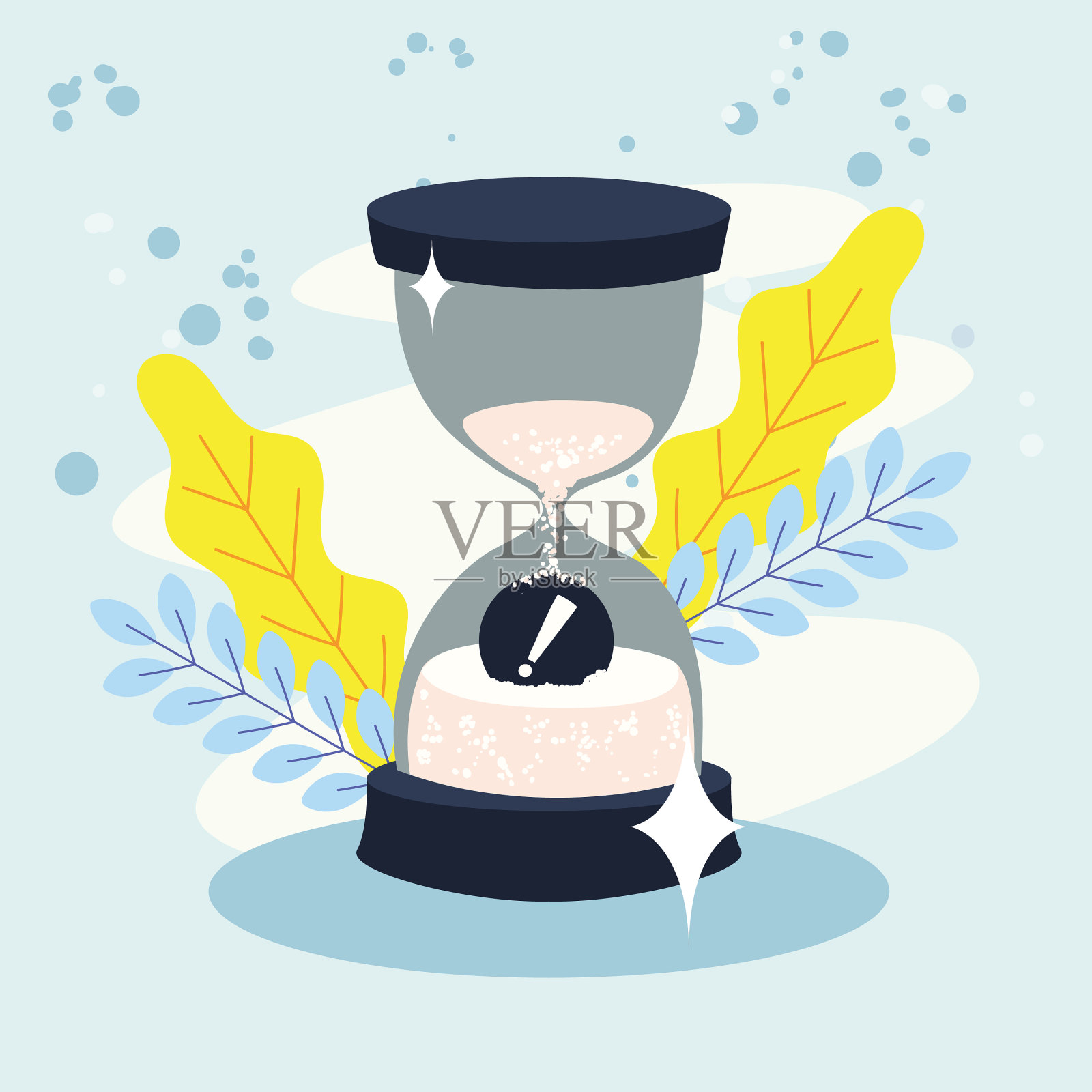 带感叹号的沙漏插画图片素材