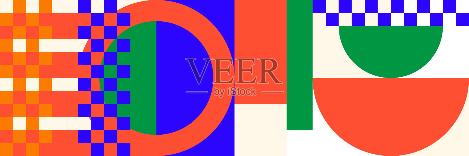 抽象马赛克几何图案设计与简单的形状和数字设计元素图片