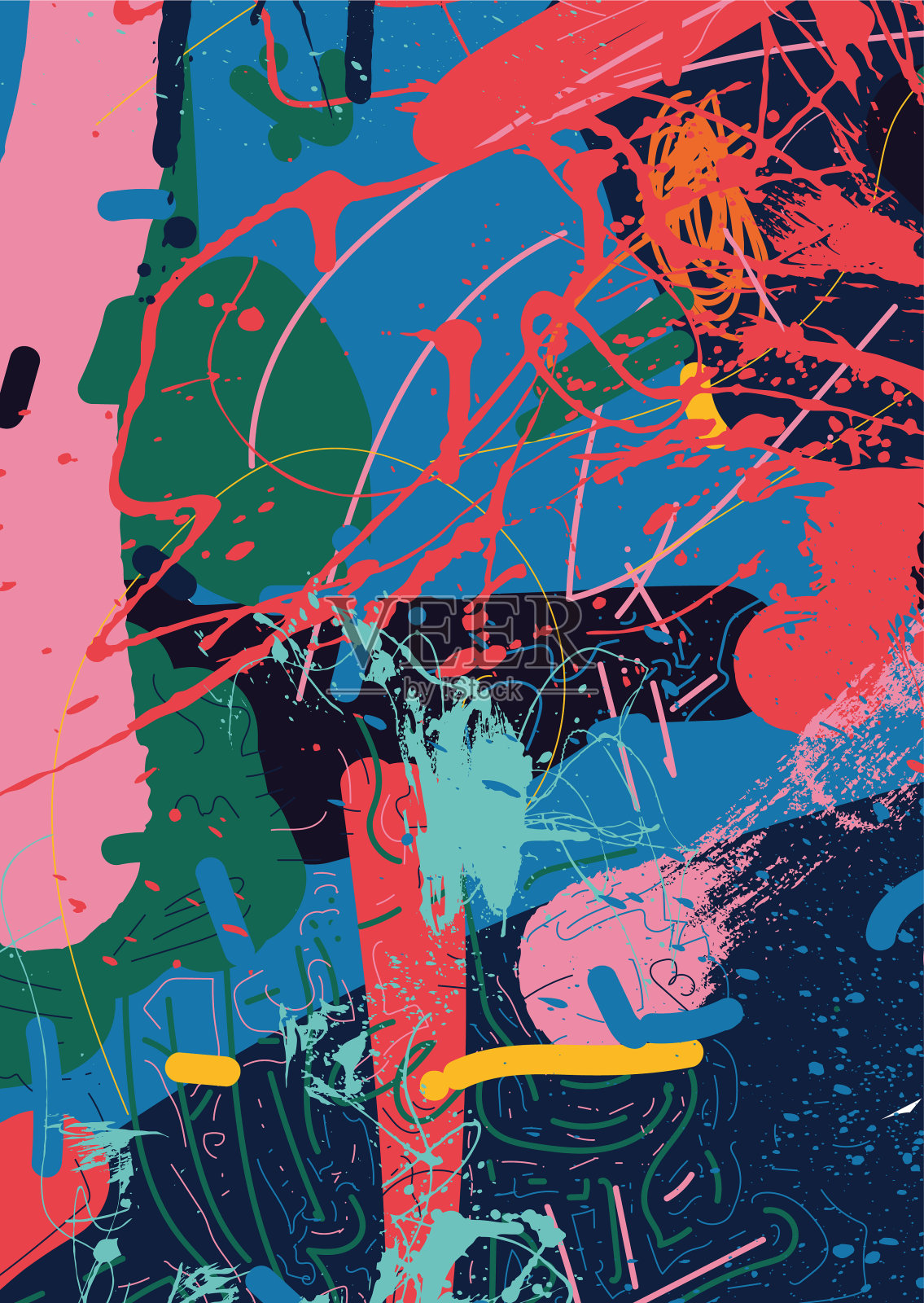 抽象的城市垃圾纹理背景-向量插图插画图片素材