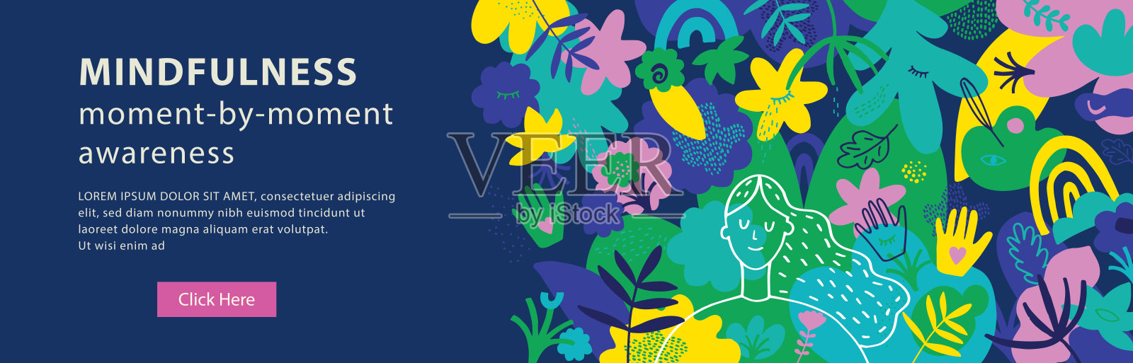 正念意识网络横幅插画图片素材