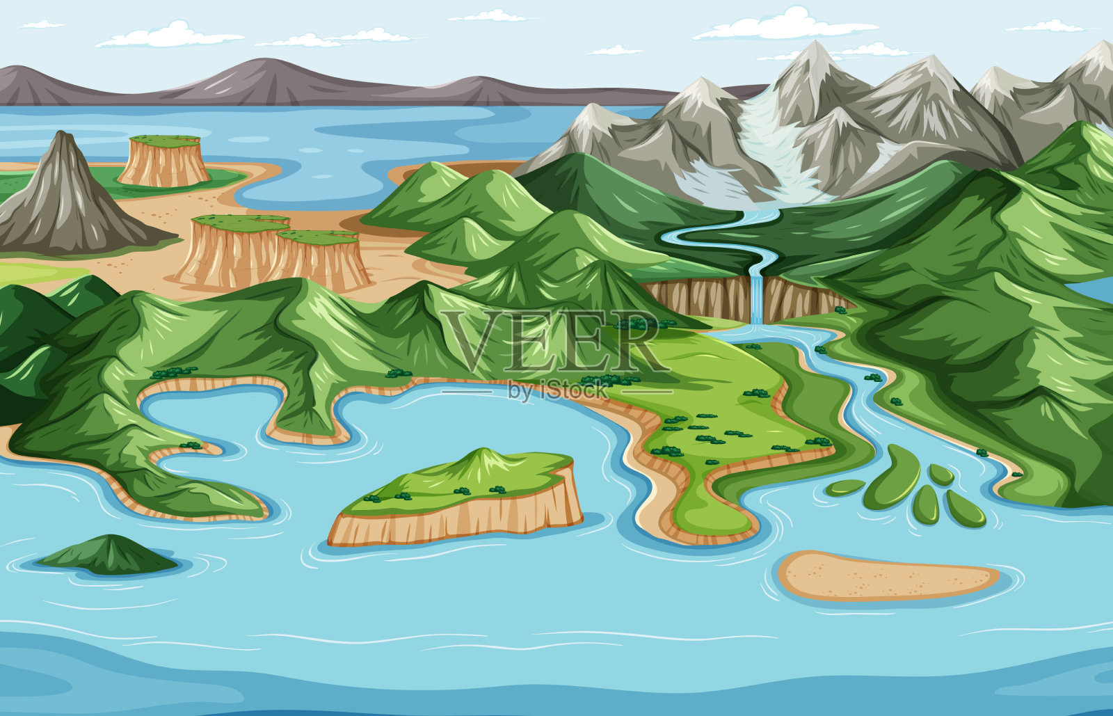 鸟瞰自然公园景观插画图片素材