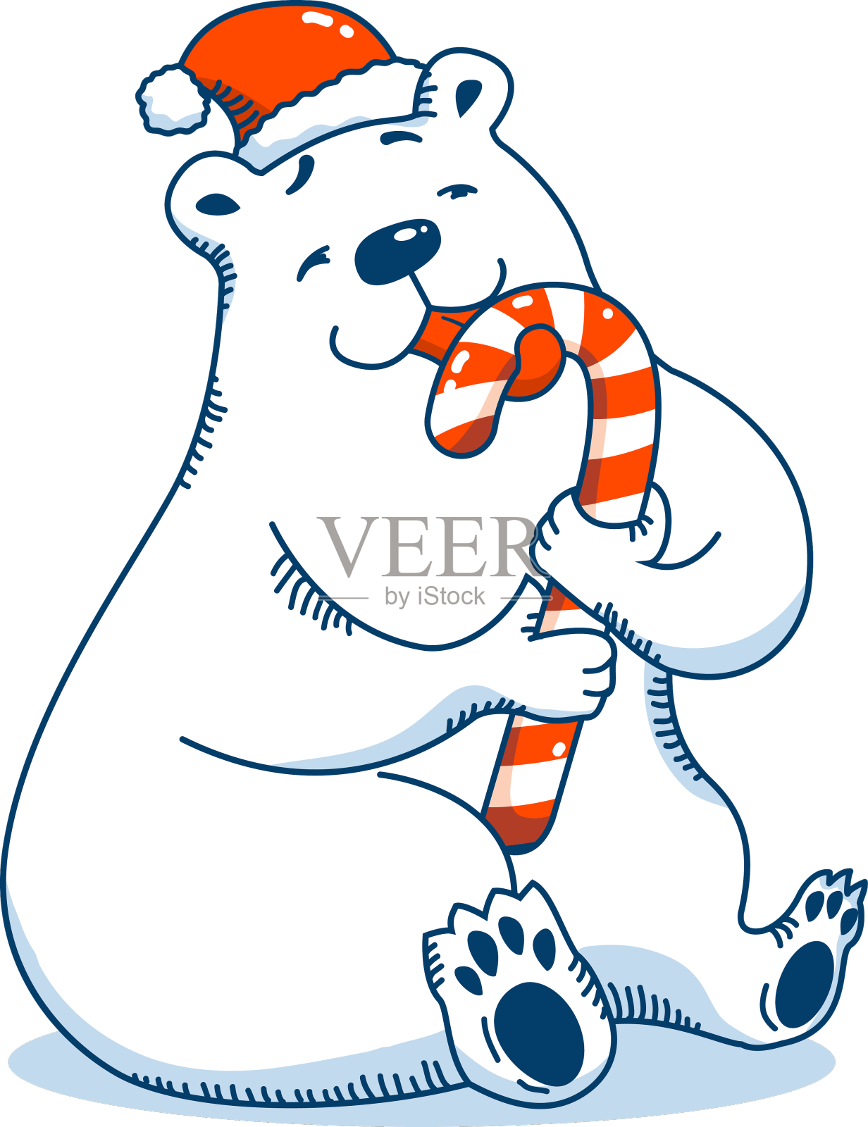 圣诞贺卡带着北极熊吃甜设计元素图片