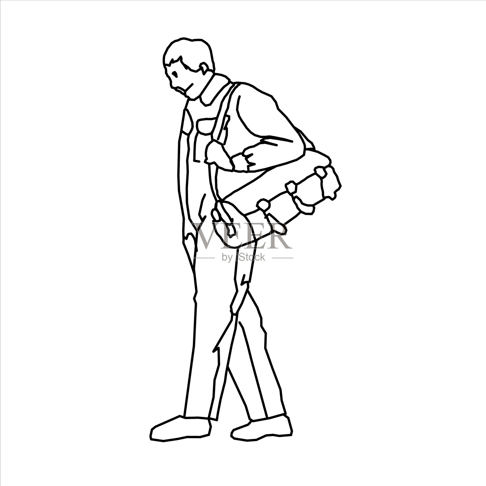 一个人回家的草图插画图片素材