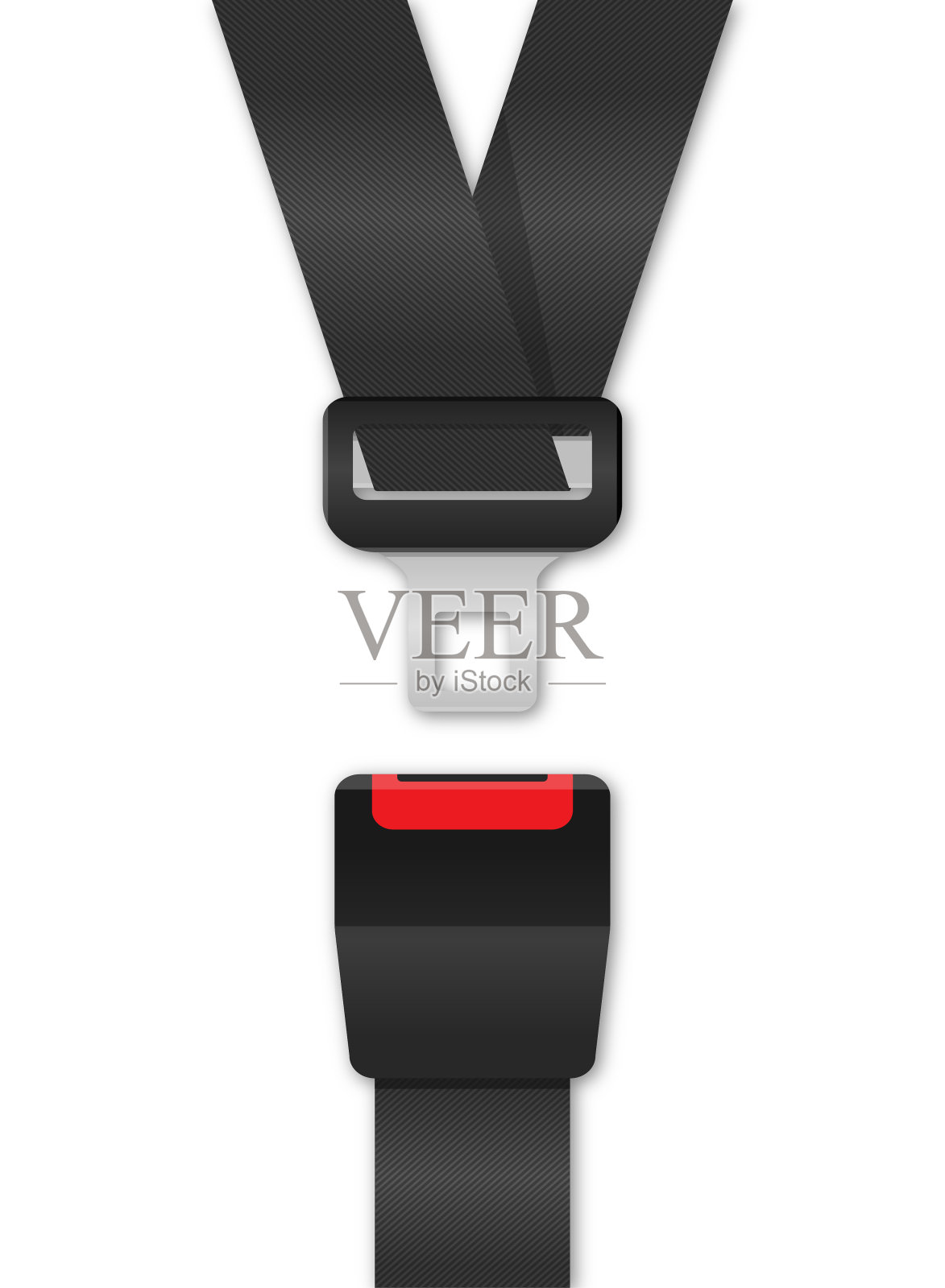 安全乘客安全带。用白色背景上的紧固件和黑色带子解锁。矢量图插画图片素材