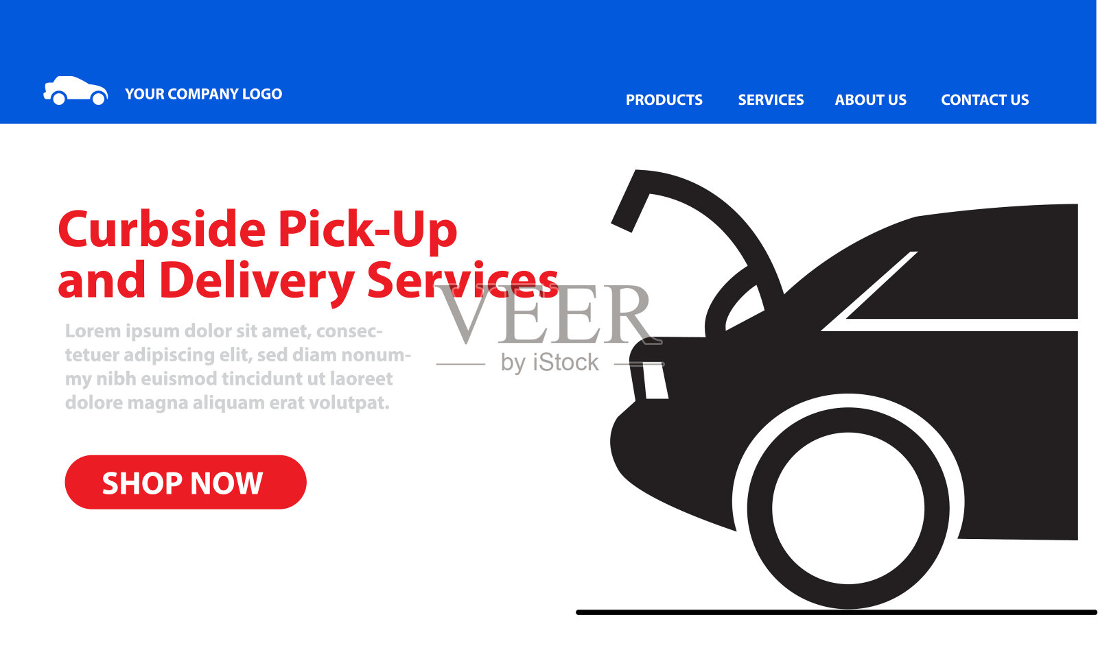 餐厅或小企业路边取货和送货网站横幅广告插画图片素材