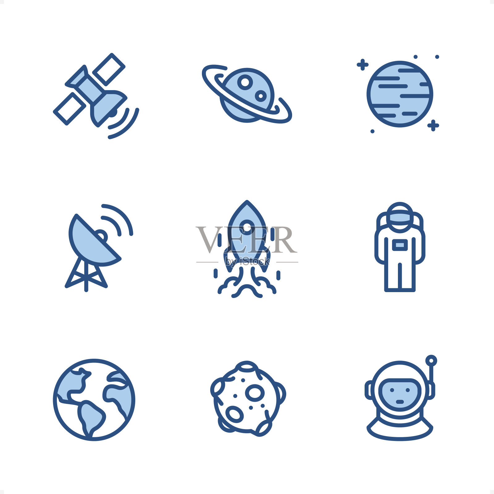 像素完美蓝色空间图标插画图片素材