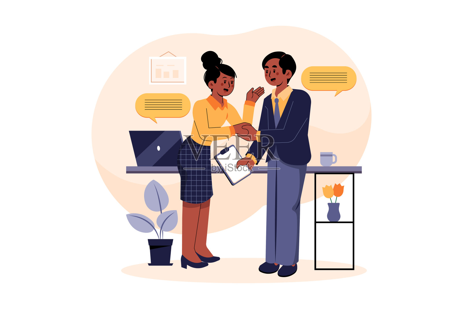 客户与市场代理握手插画图片素材