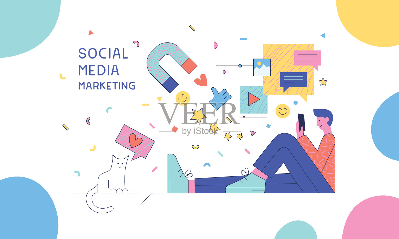 社交媒体营销插画图片素材