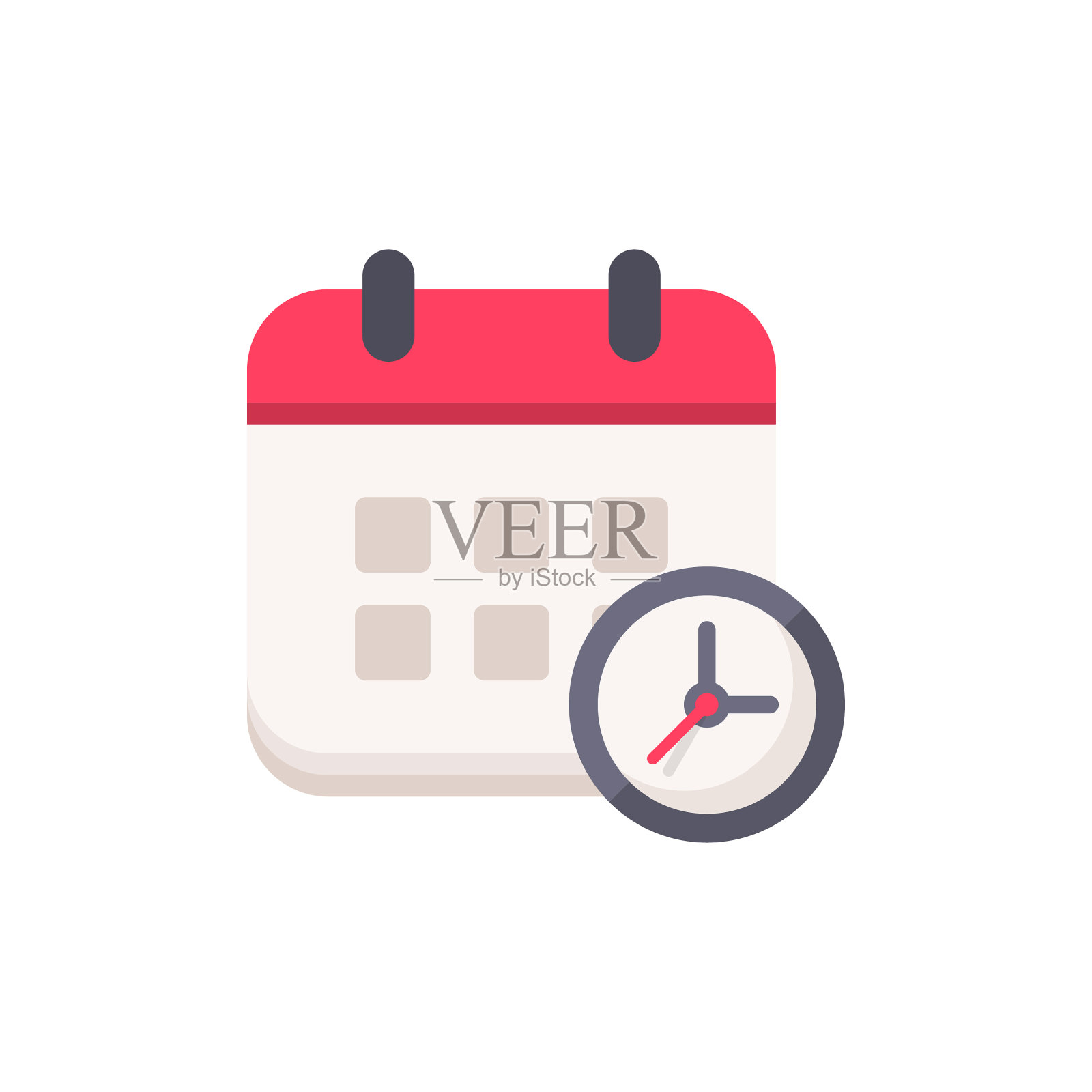 日历与时钟平面图标。像素完美。移动和网络。插画图片素材