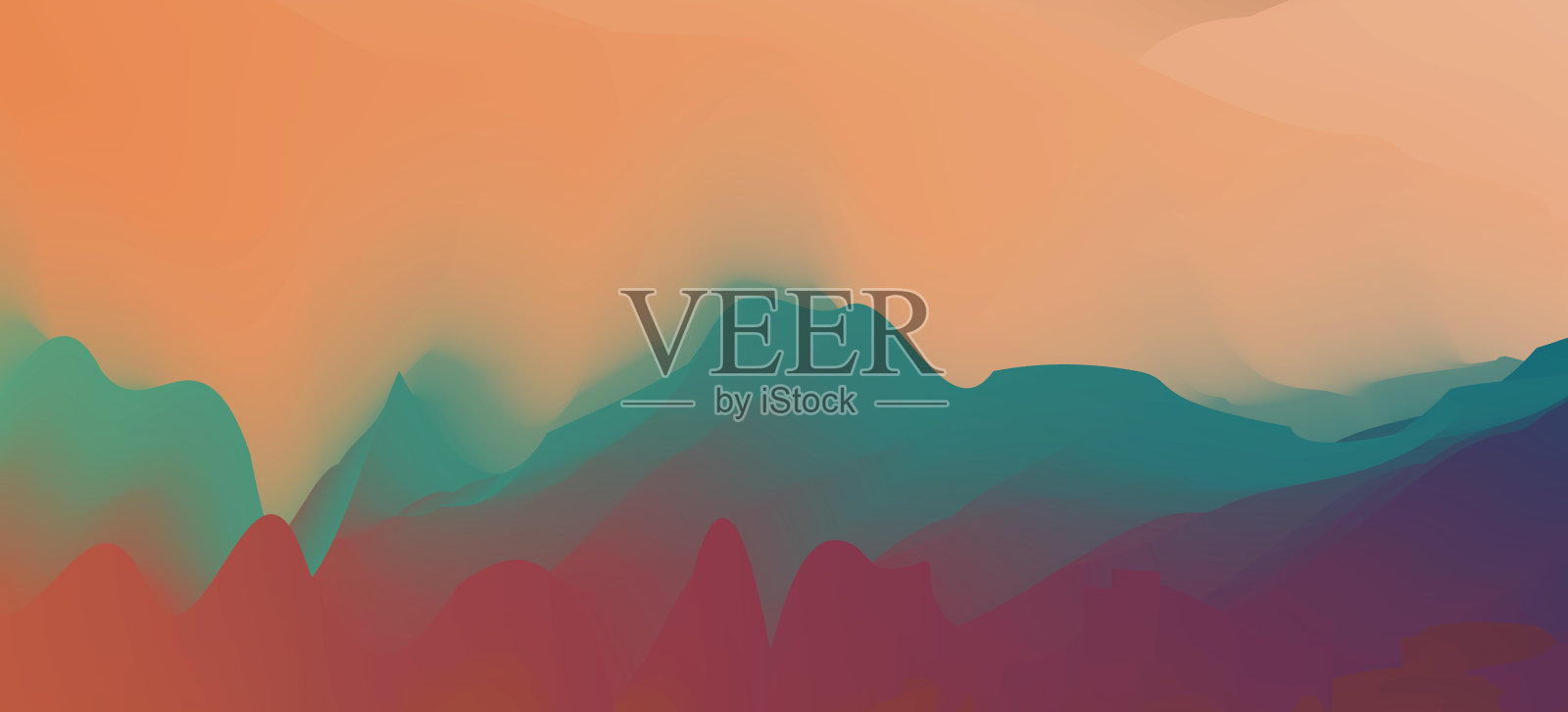 摘要液体色渐变水彩山景图案背景插画图片素材