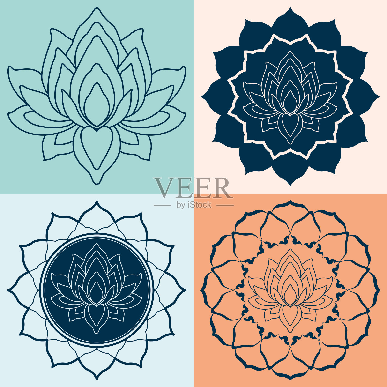 设置曼陀罗莲花插画图片素材