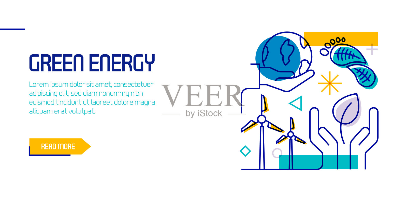 绿色能源相关设计元素。带有轮廓图标的图案设计。色彩斑斓的矢量图插画图片素材