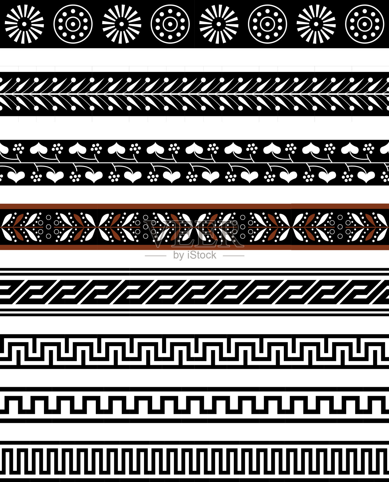 希腊陶器古曲流图案收藏插画图片素材