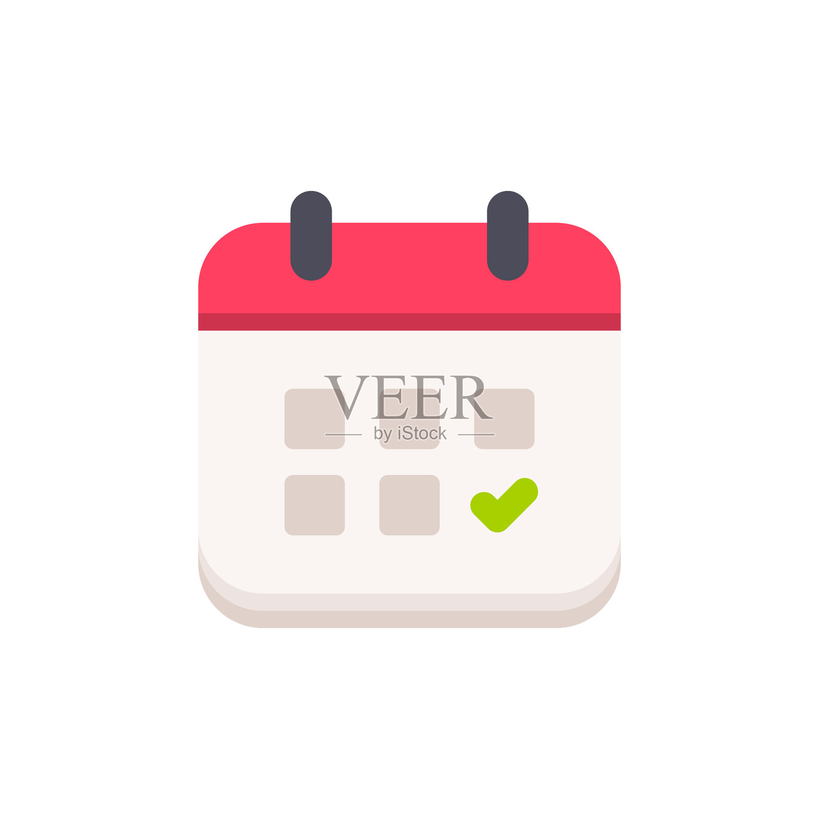 日历与复选标记平面图标。像素完美。移动和网络。插画图片素材