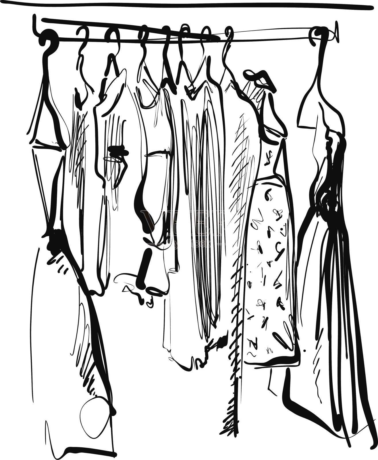 手绘衣柜草图衣服饥饿设计元素图片