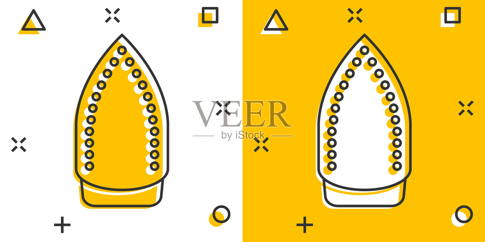 熨斗图标漫画风格的洗衣设备插画图片素材