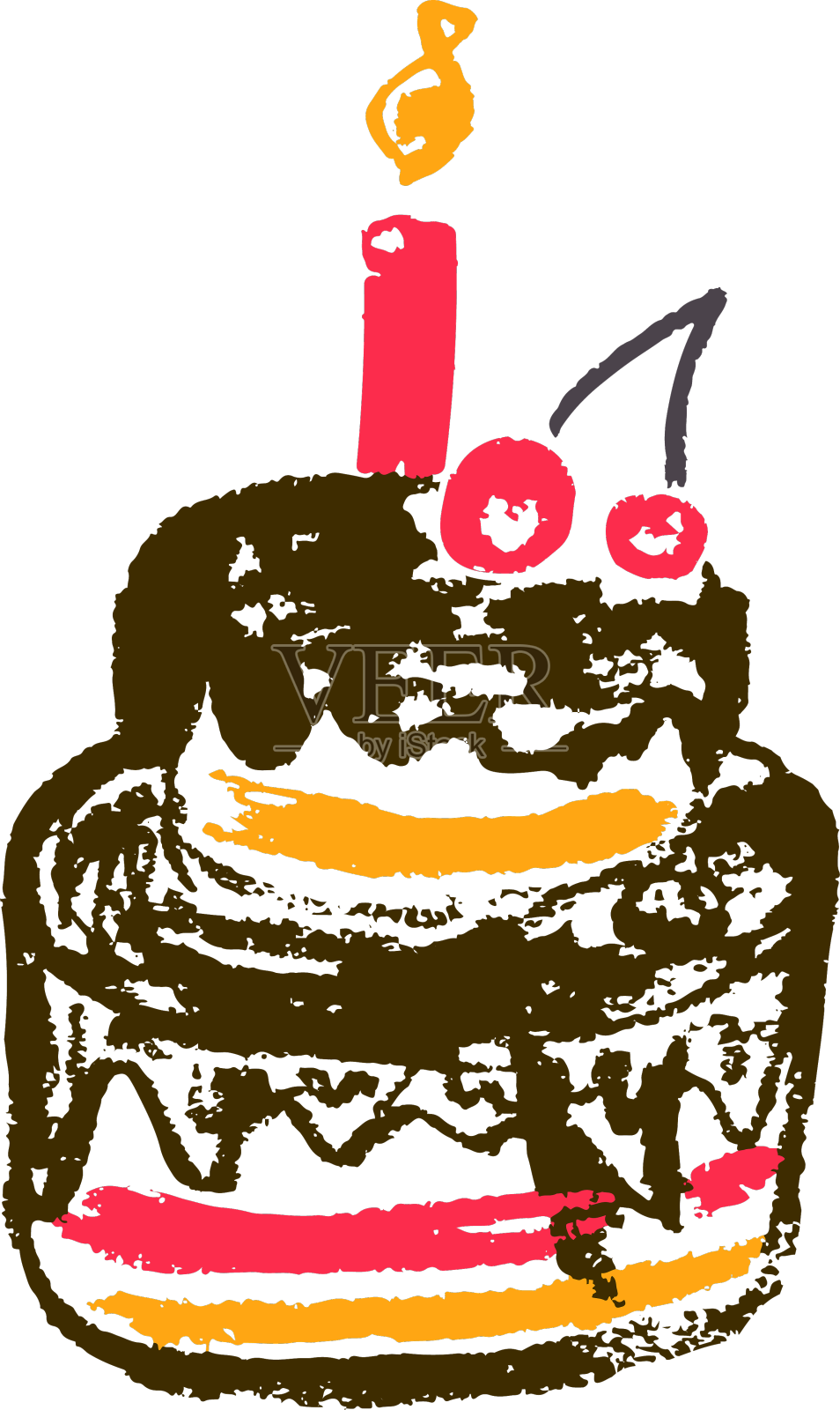 图标在手绘风格的蜡笔画设计元素图片