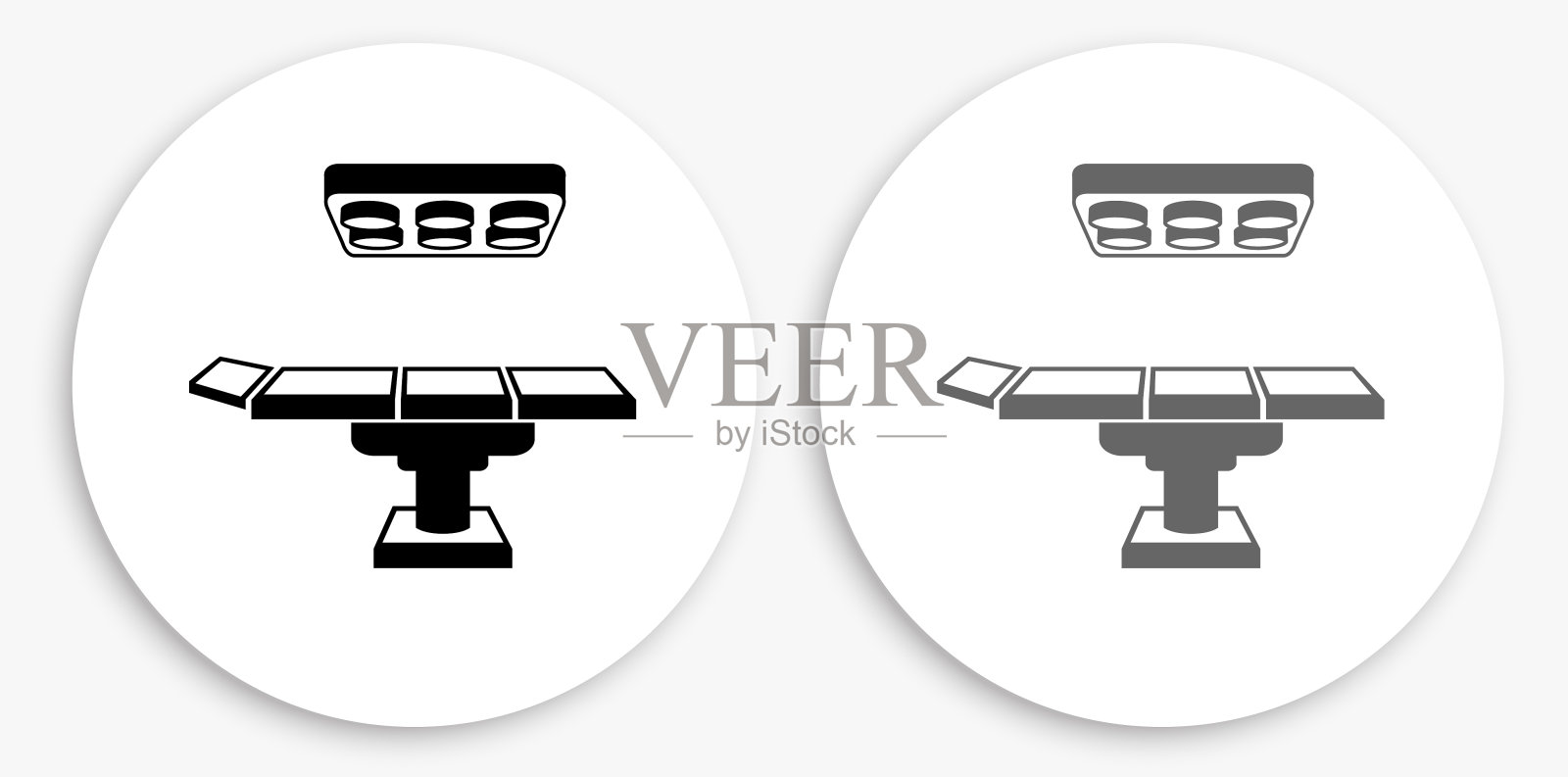 手术台黑白圆形图标插画图片素材