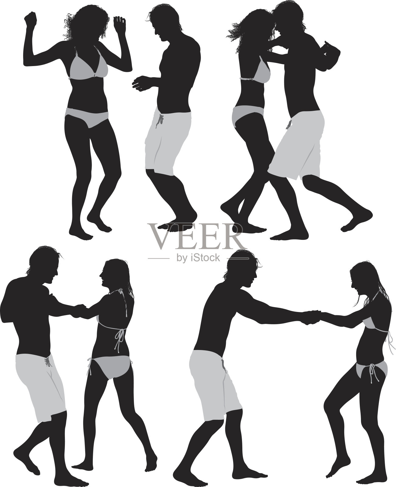 情侣泳装插画图片素材