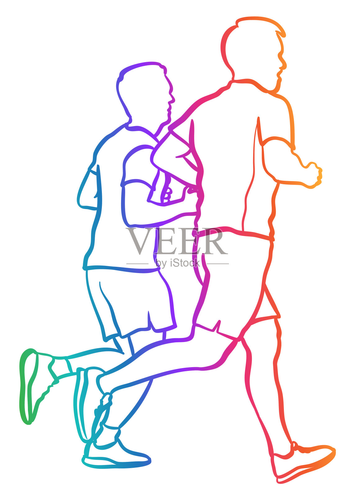 一起慢跑每日彩虹插画图片素材