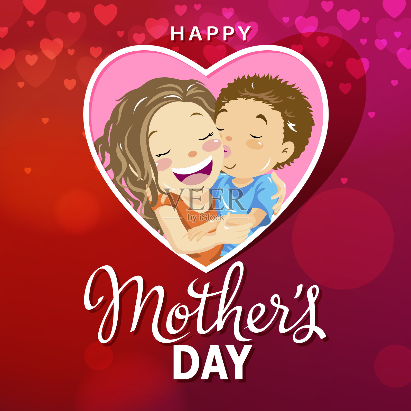 母亲节之吻插画图片素材