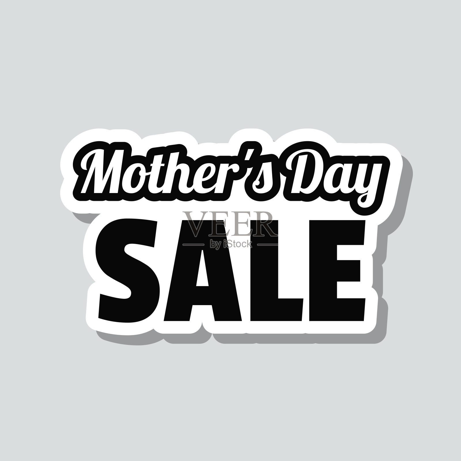 母亲节销售。灰色背景上的图标贴纸设计元素图片