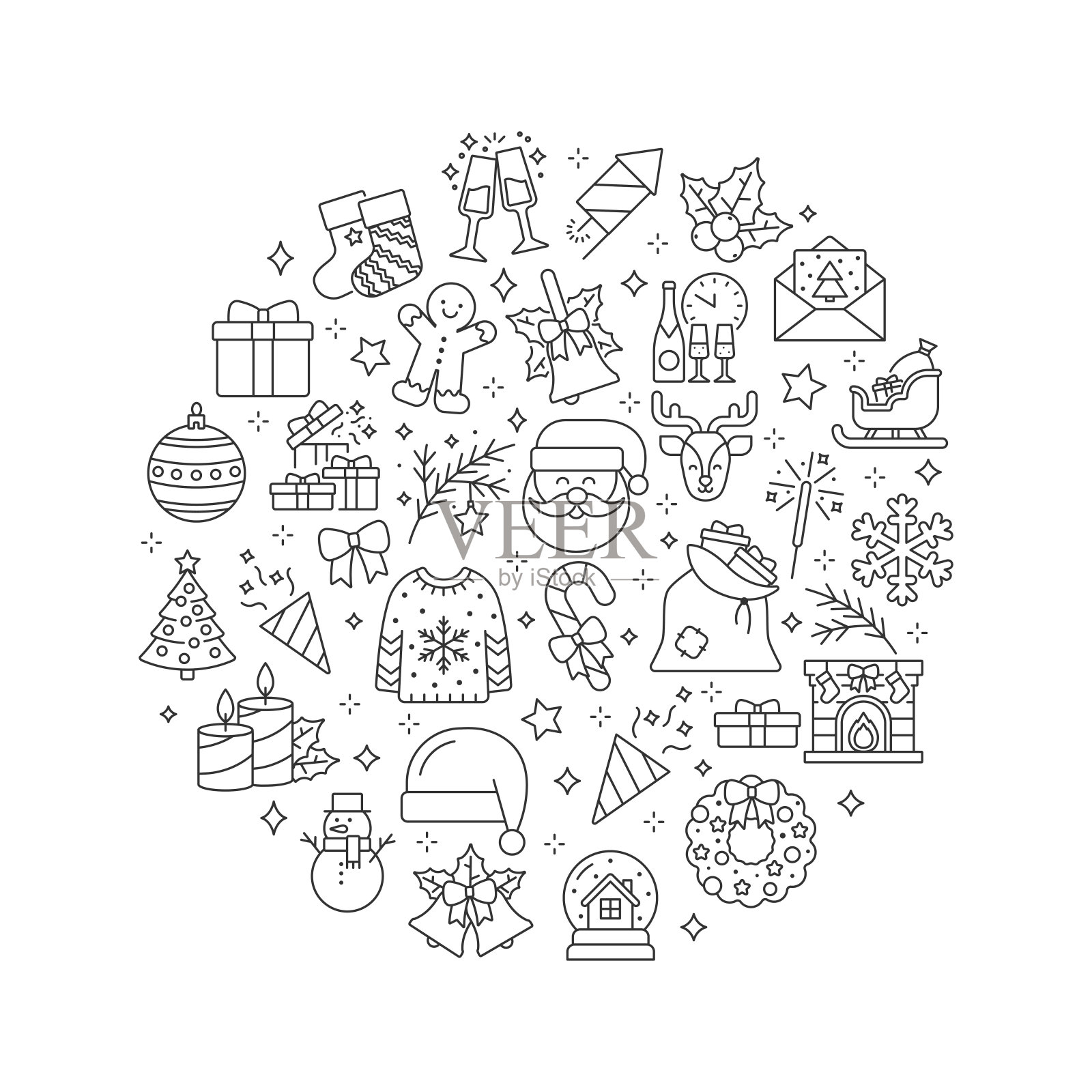 圆形圣诞图标背景插画图片素材