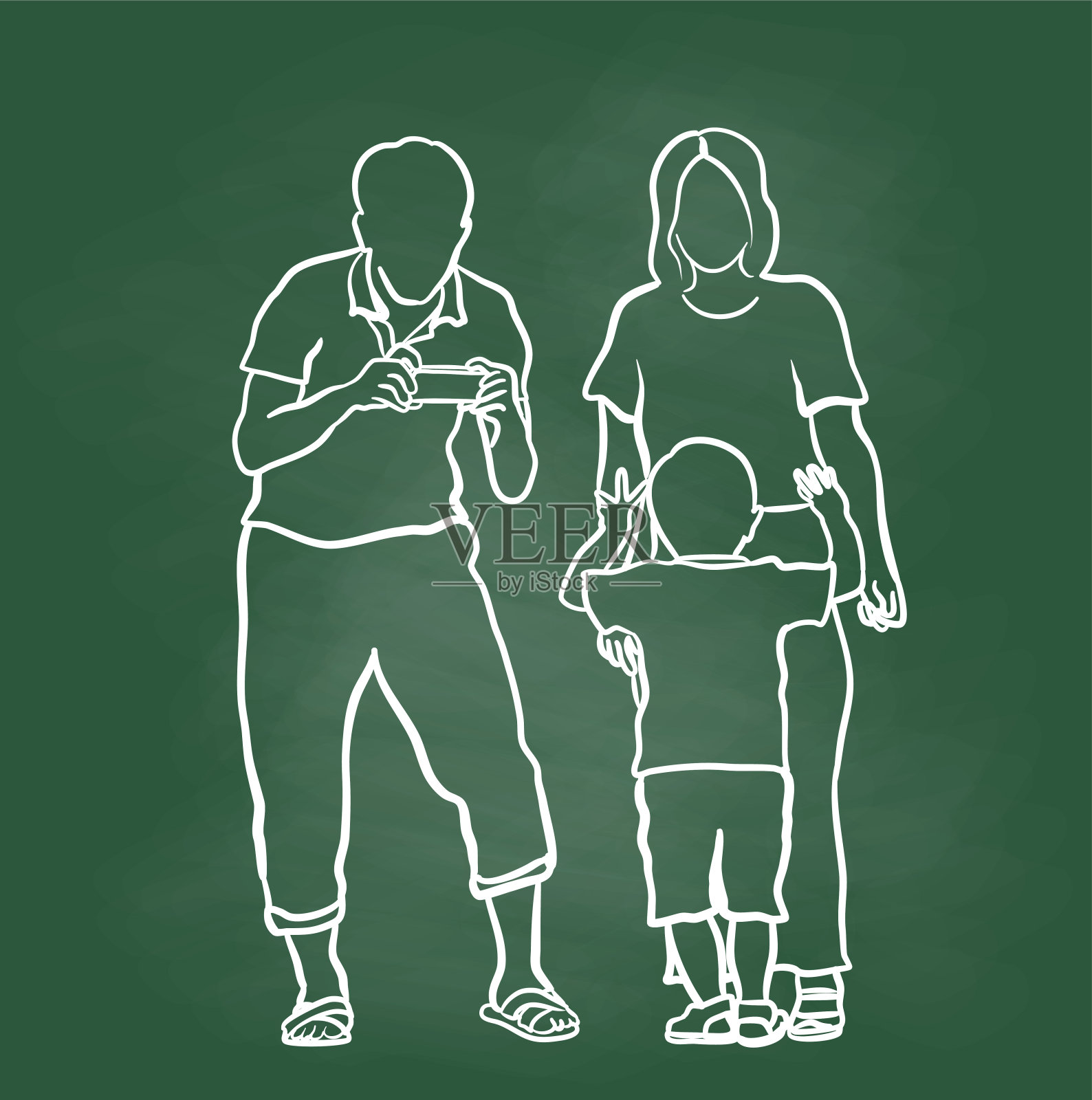 捕捉记忆家庭照片黑板插画图片素材