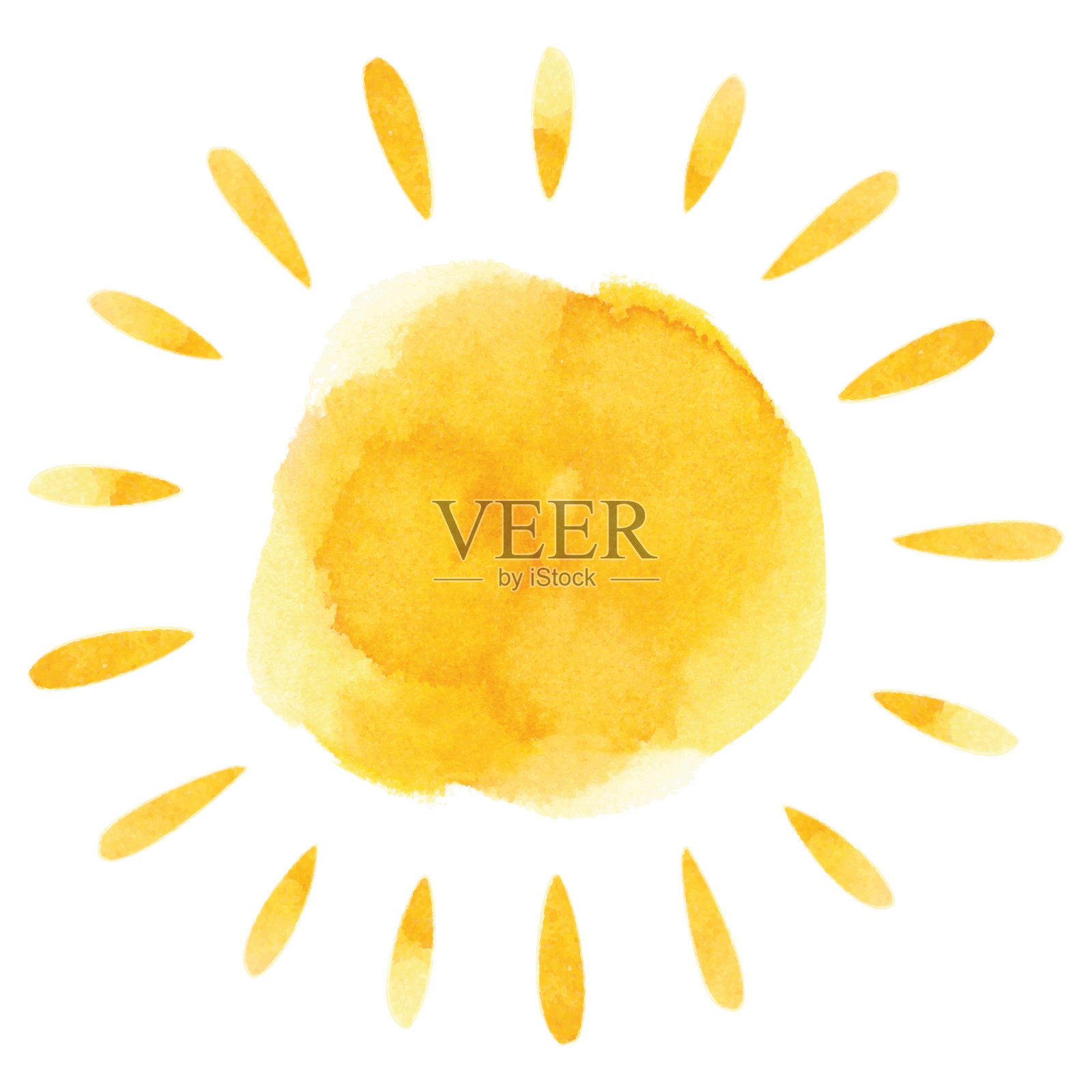 黄色水彩太阳插画图片素材