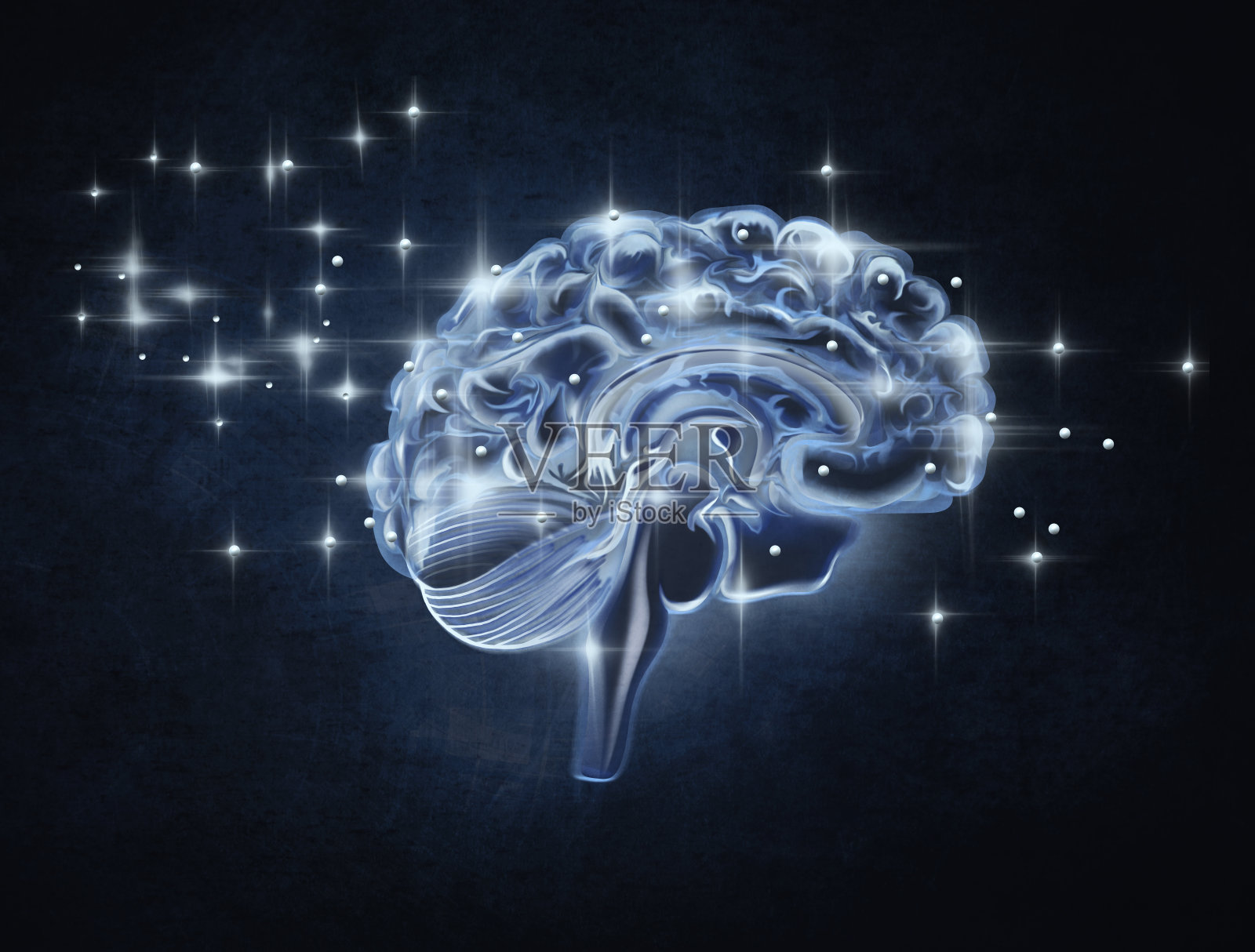 深色背景上的人脑活动插画图片素材