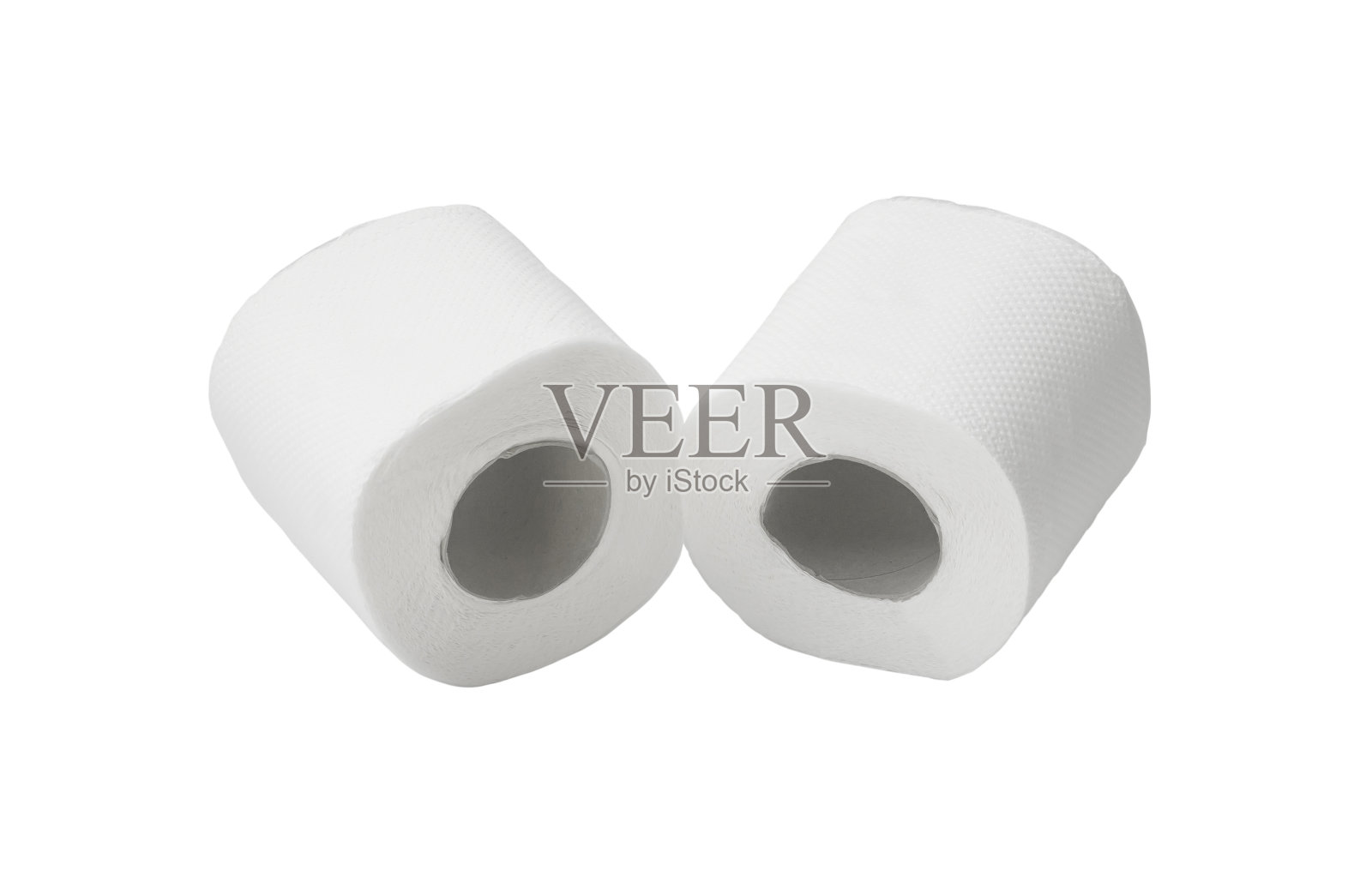 两卷白色纸巾或餐巾纸分开在白色背景与裁剪路径照片摄影图片