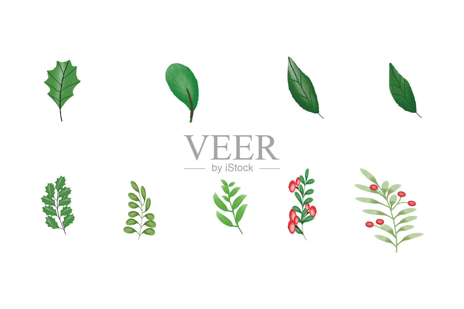 水彩圣诞和新年花圈插画图片素材