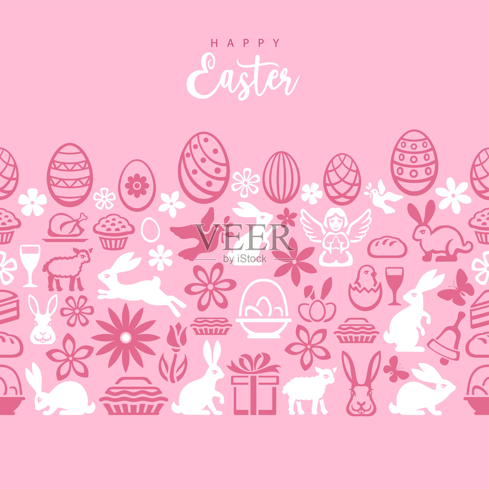 复活节快乐。无缝模式。插画图片素材