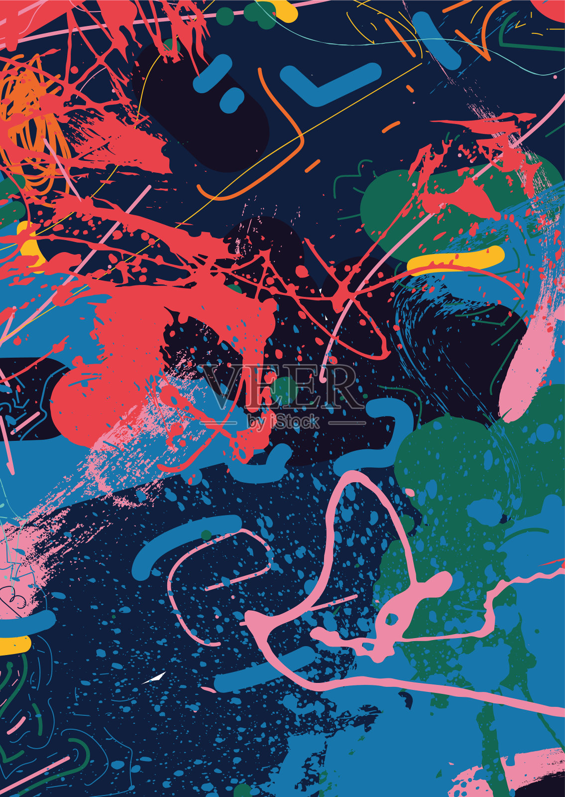 抽象的城市垃圾纹理背景-向量插图插画图片素材