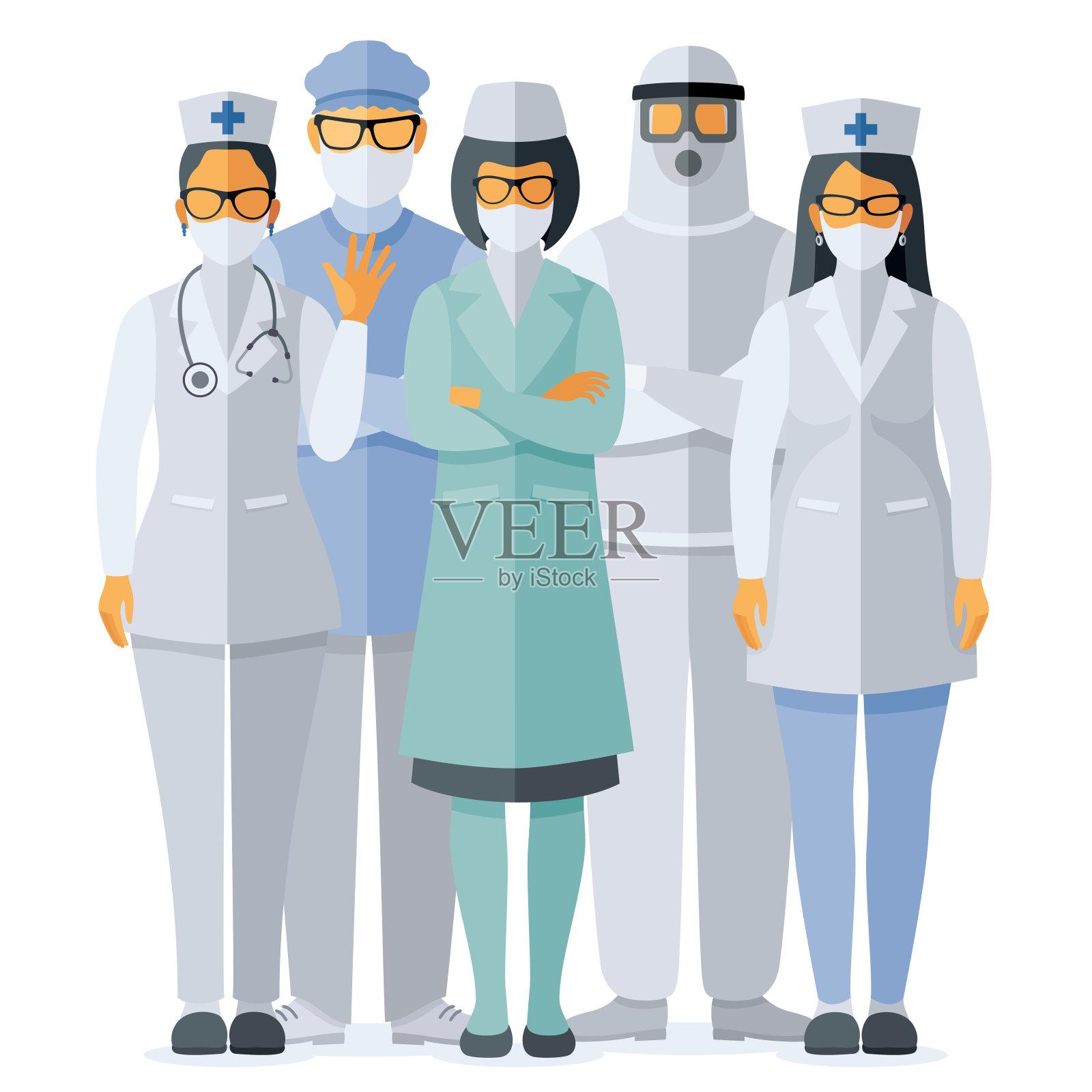 医务人员。抗击冠状病毒的医生和护士。插画图片素材