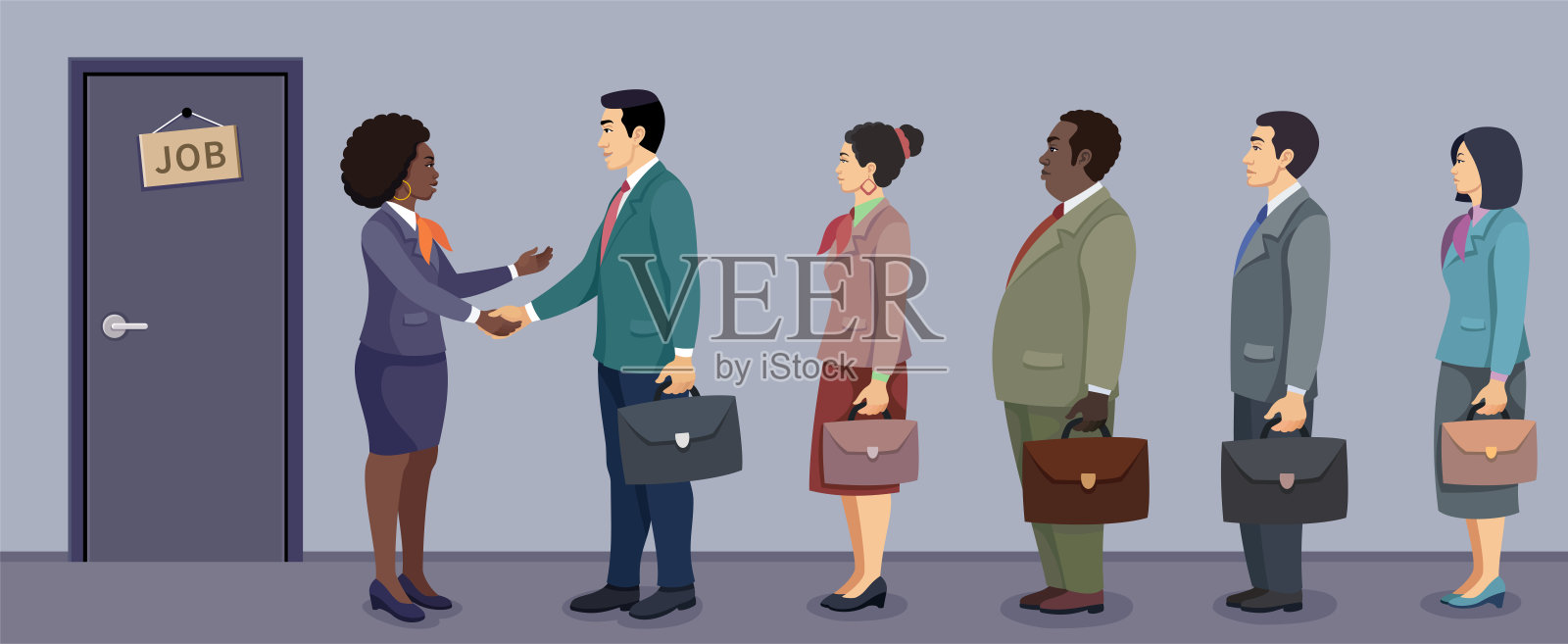 工作面试。我们正在招人。商业，工作面试，职业或谈判的概念。插画图片素材