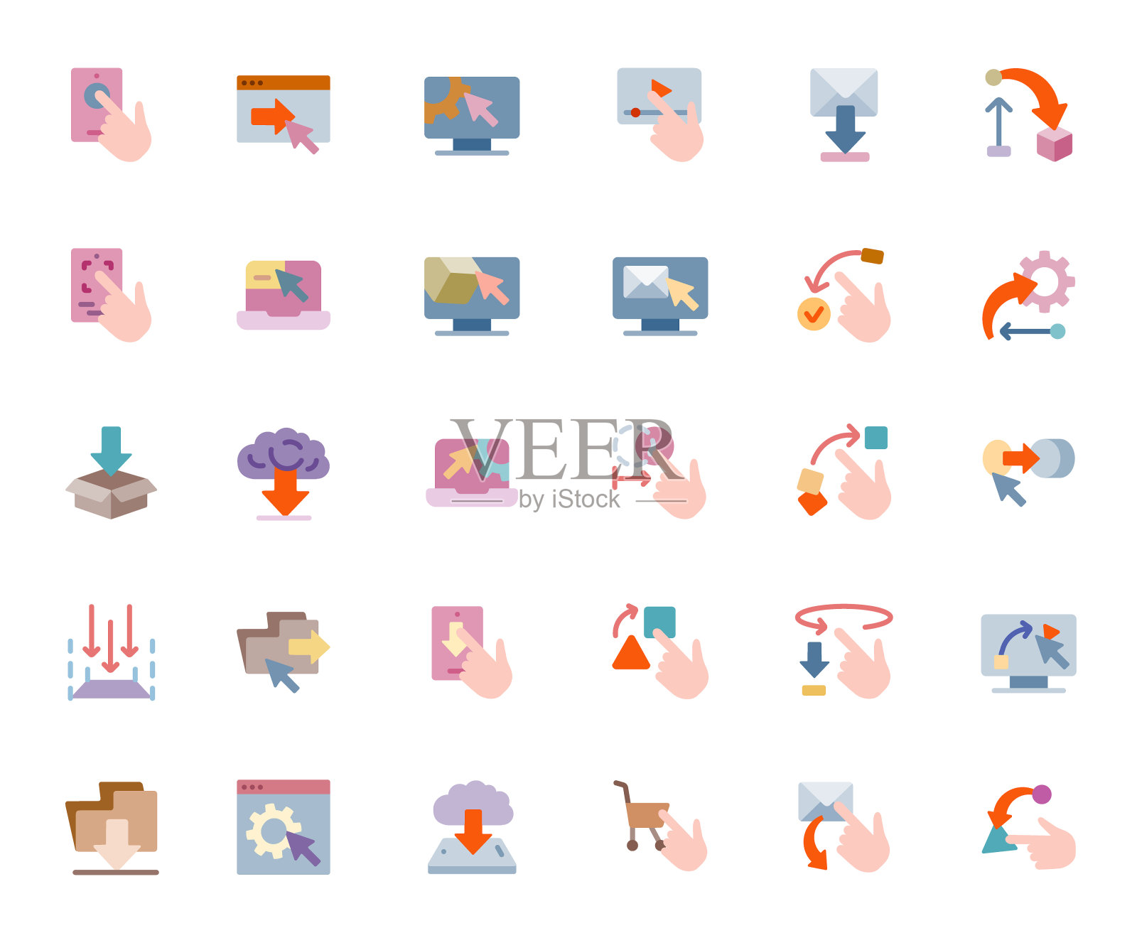 交互元素平面图标集插画图片素材