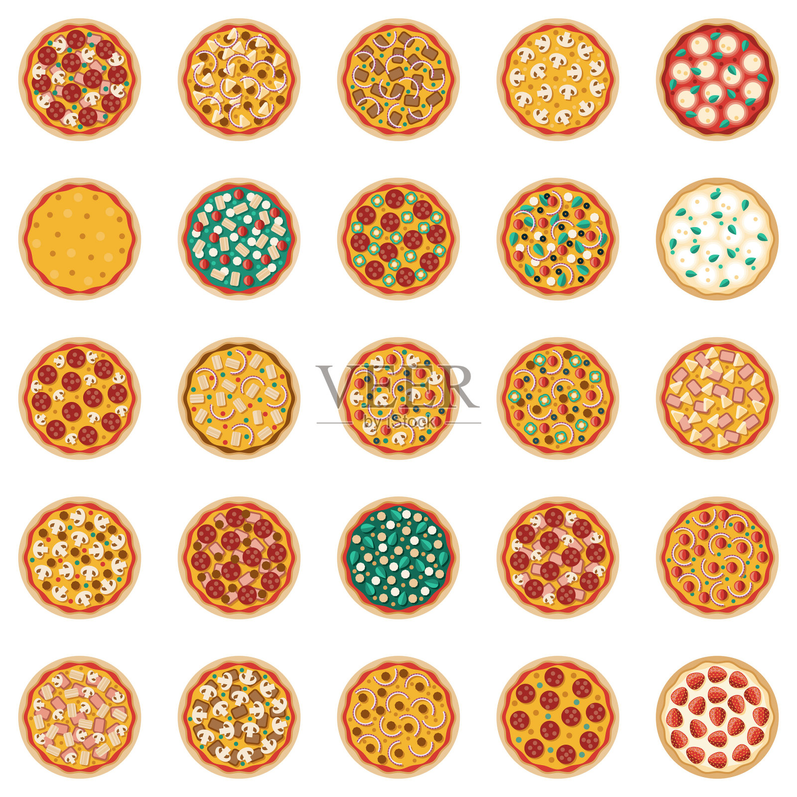 披萨配料图标集设计元素图片