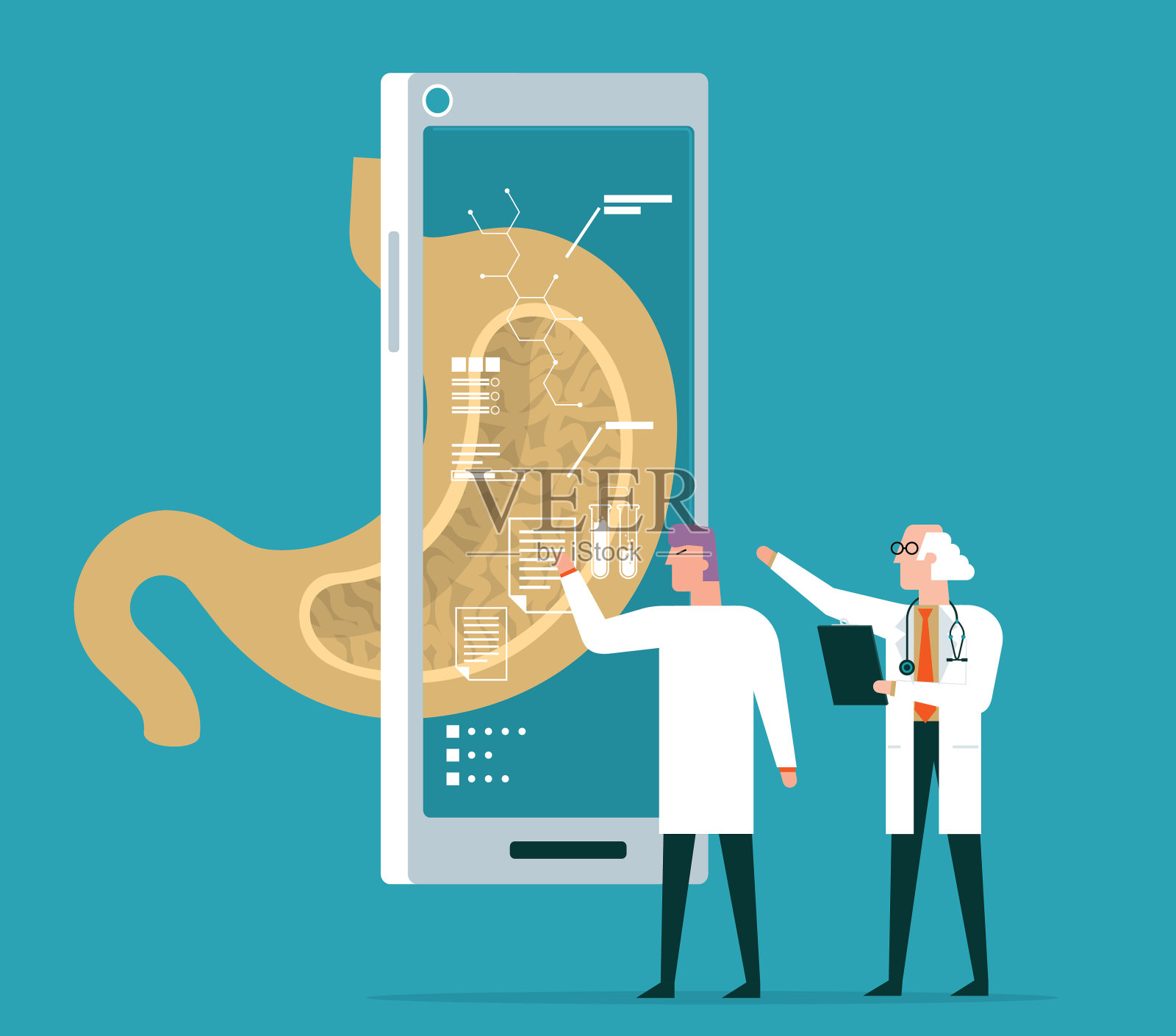 人体胃-分析插画图片素材