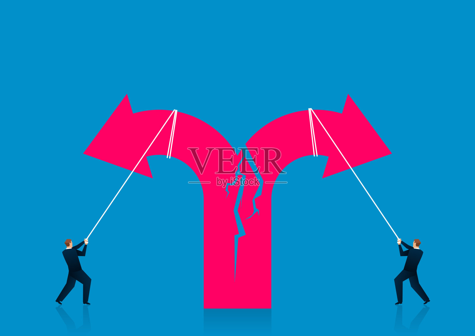 分头，两名商家拉箭造成分头，生意发生冲突插画图片素材