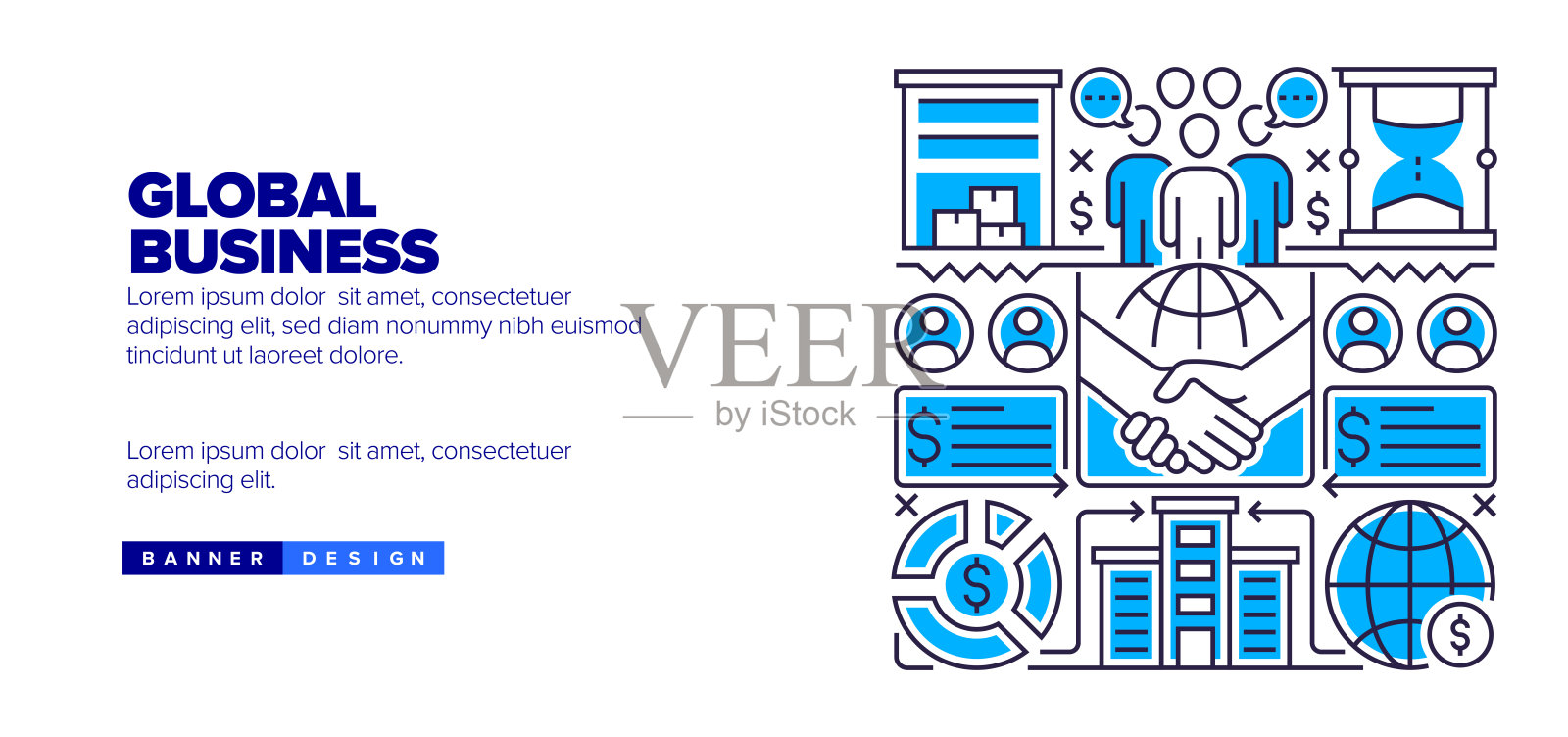 全球商业概念登陆页，网站横幅设计，在线广告，广告和营销材料插画图片素材